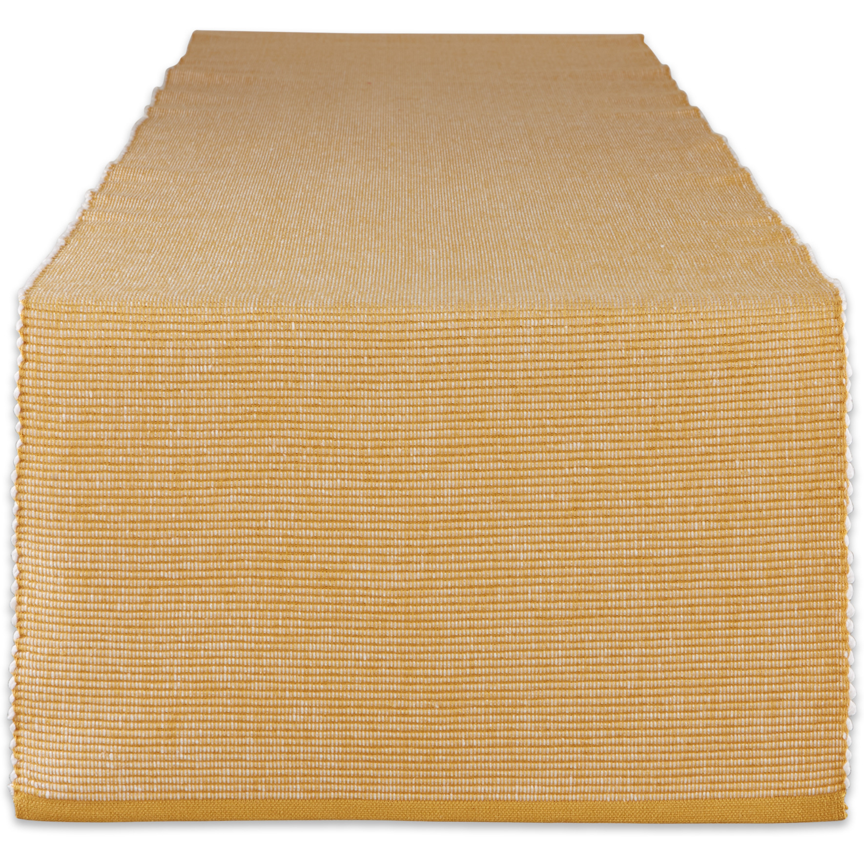 DII Honey Gold & White 2-Tone Ribbed Table Runner