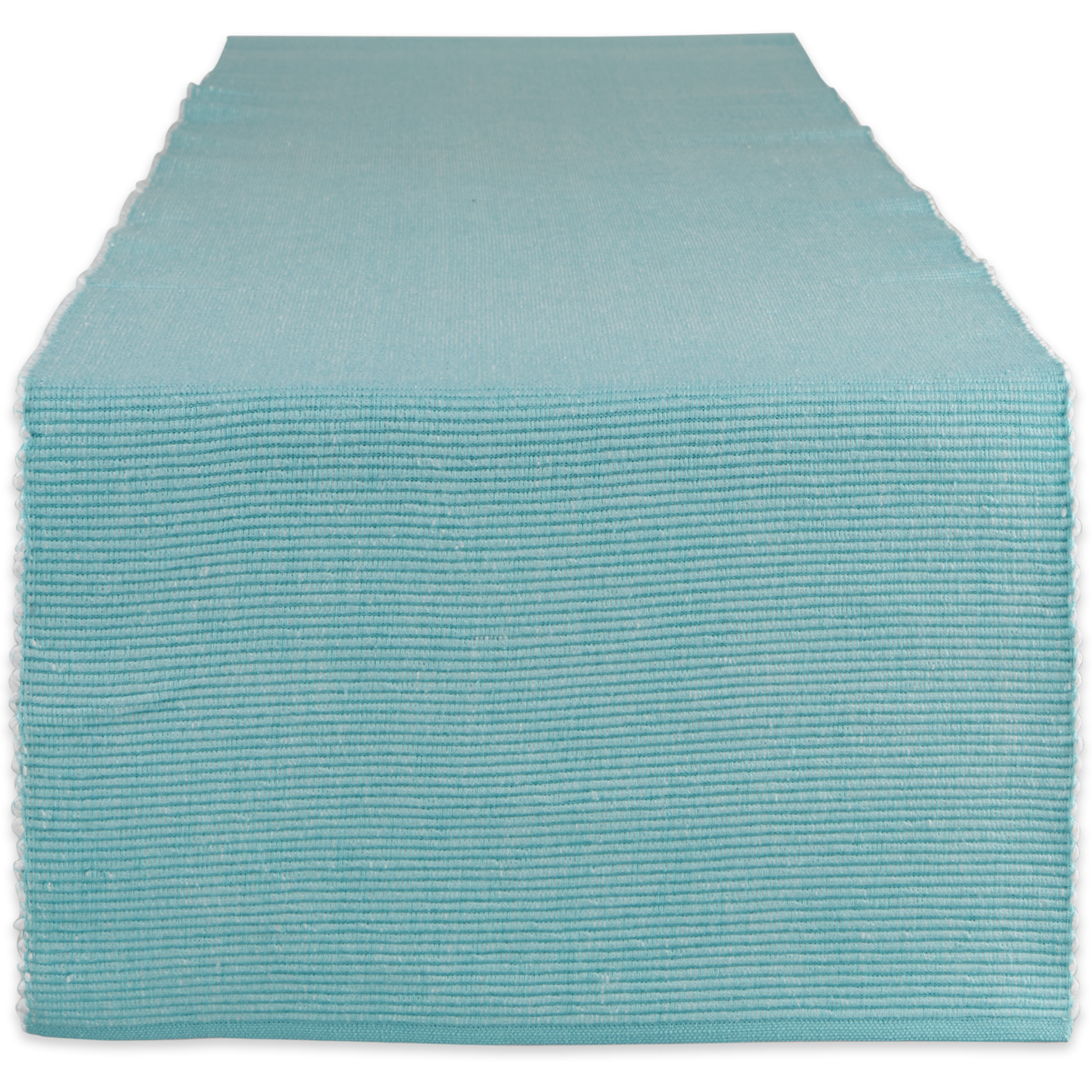 DII Aqua & White 2-Tone Ribbed Table Runner