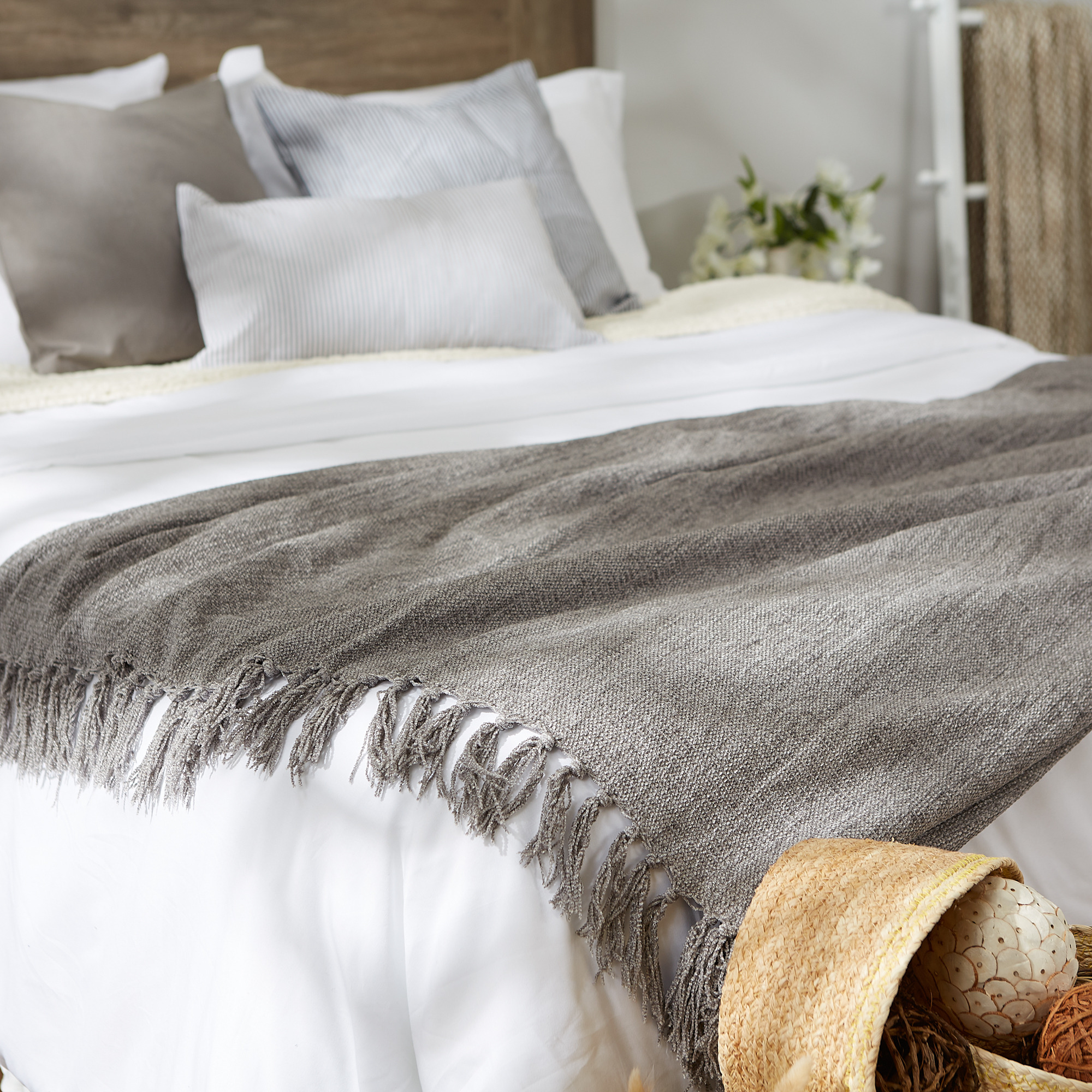 DII Soft Gray Chenille Throw