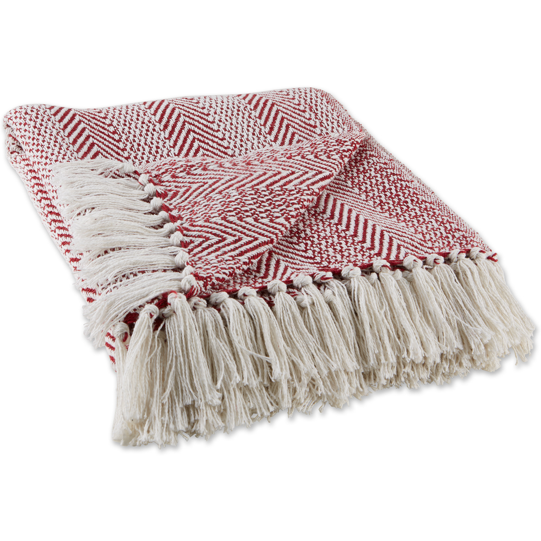 DII Barn Red Herringbone Stripe Throw