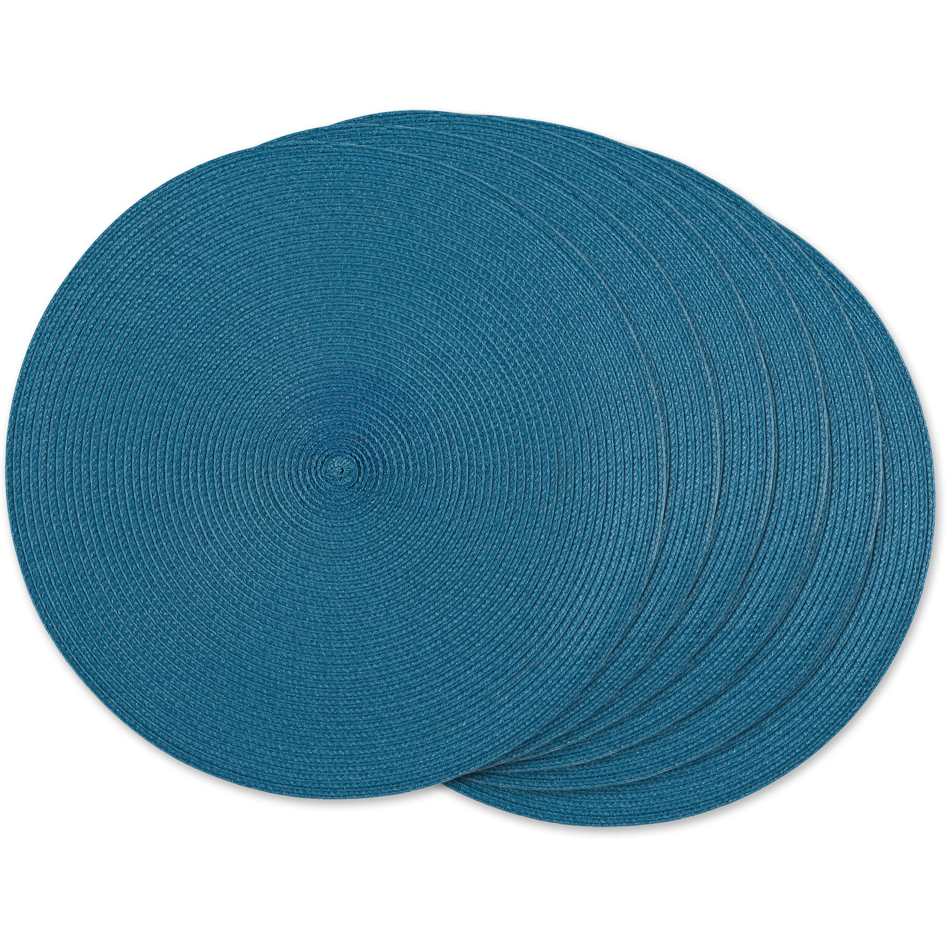 STORM BLUE ROUND PP WOVEN PLACEMAT SET/6
