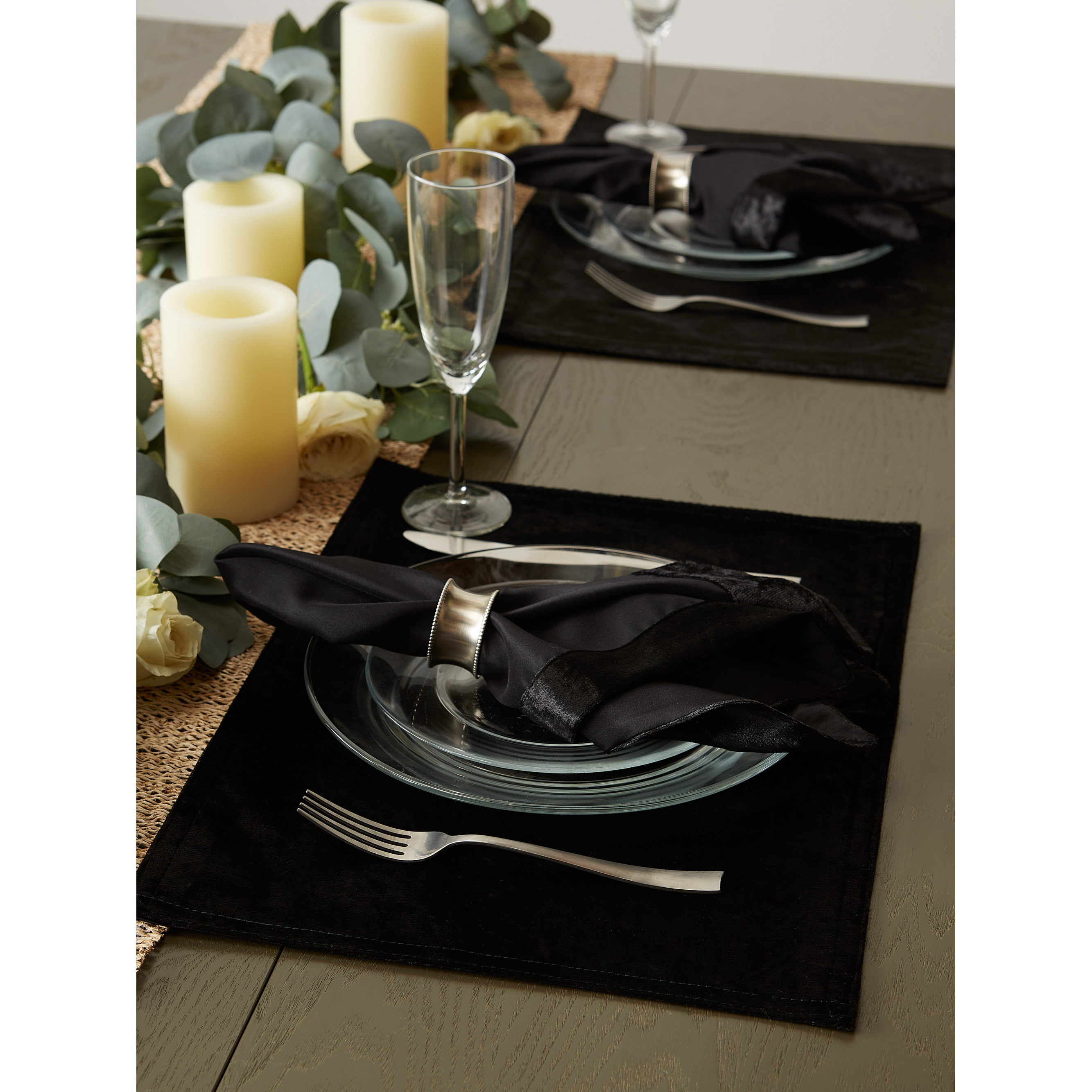DII Black Velvet Placemat (Set of 4)