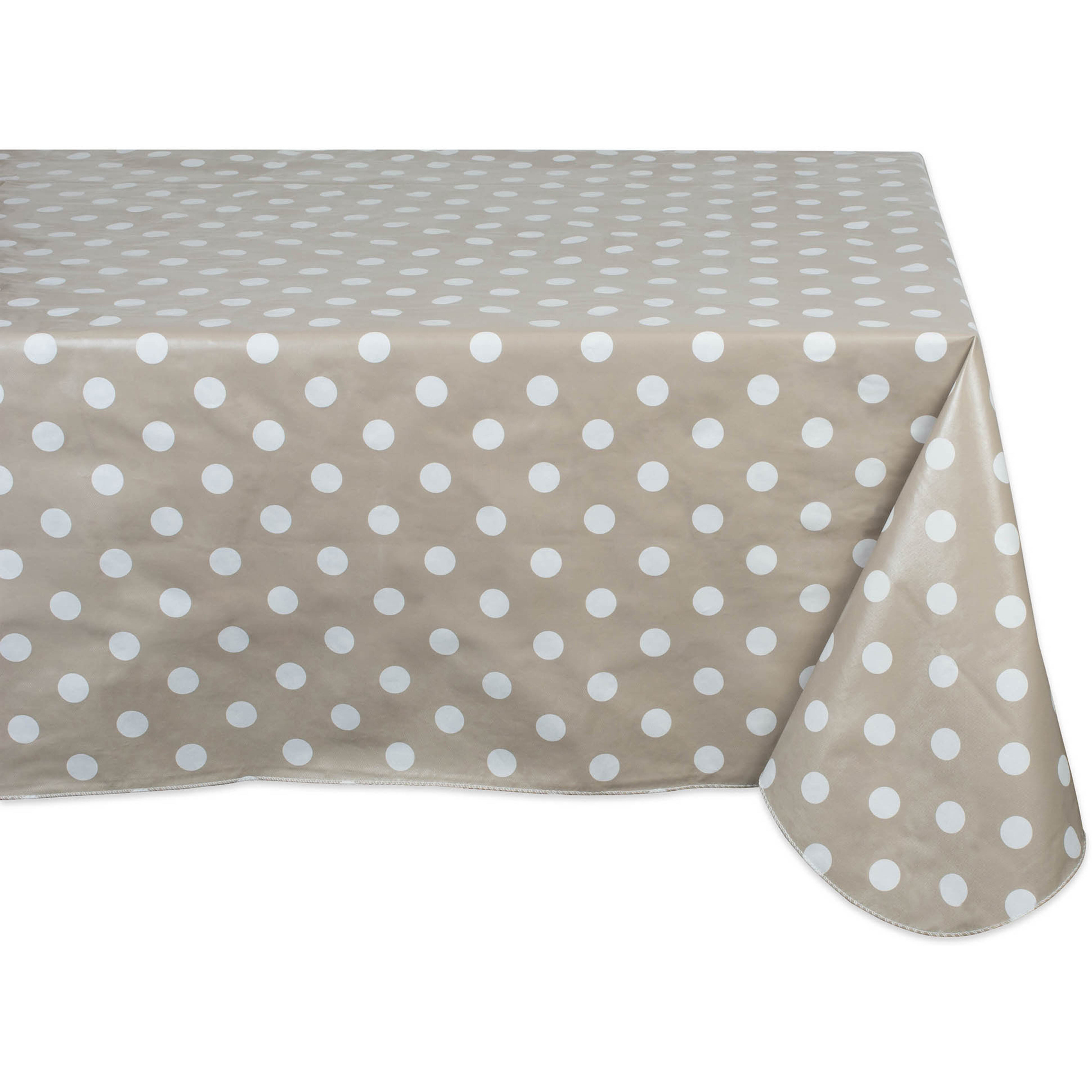 J&M Natural Polka Dot Vinyl Tablecloth 60x84