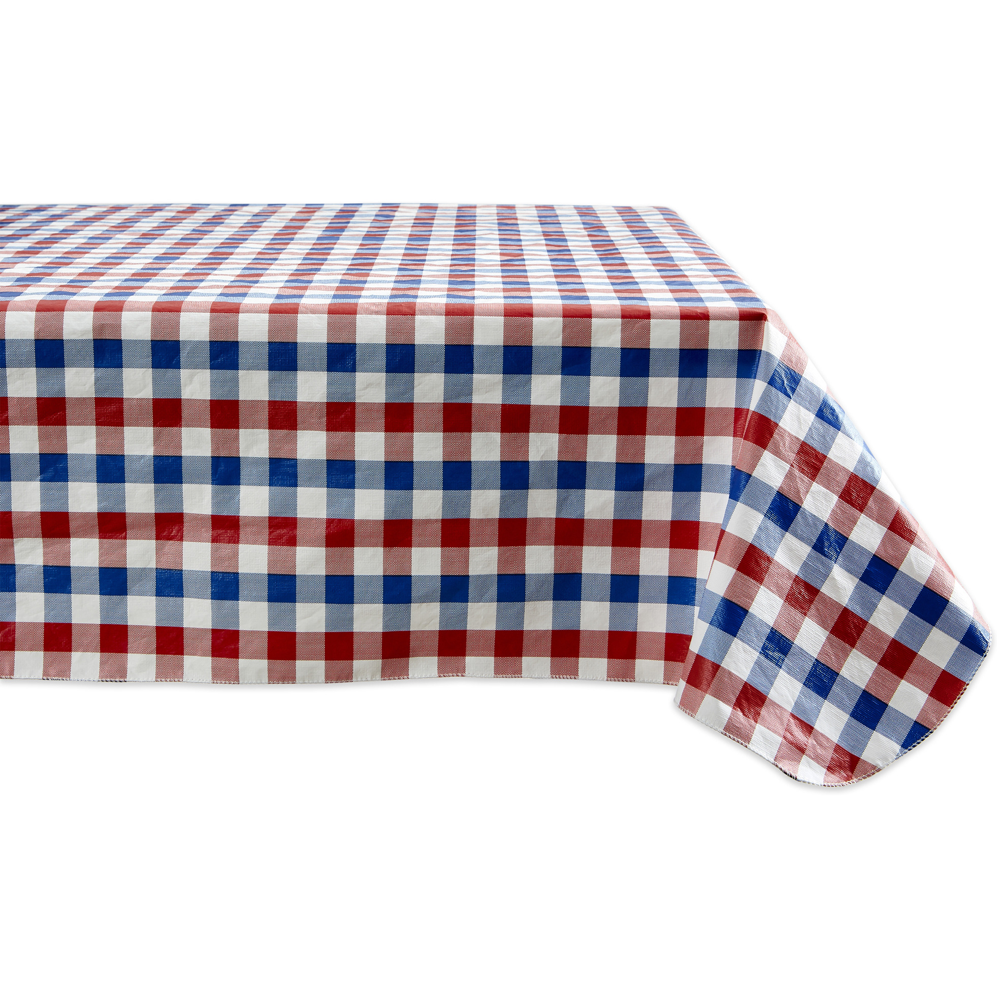 J&M Red, White and Blue Check Vinyl Tablecloth 60x84