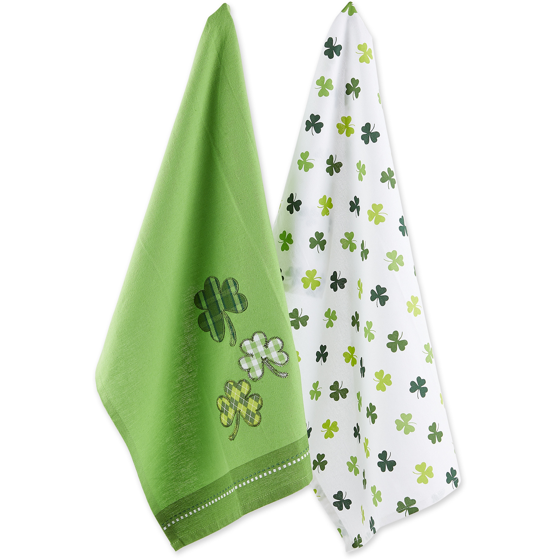 DII Assorted Green / White Lucky Day Dishtowel (Set of 2)