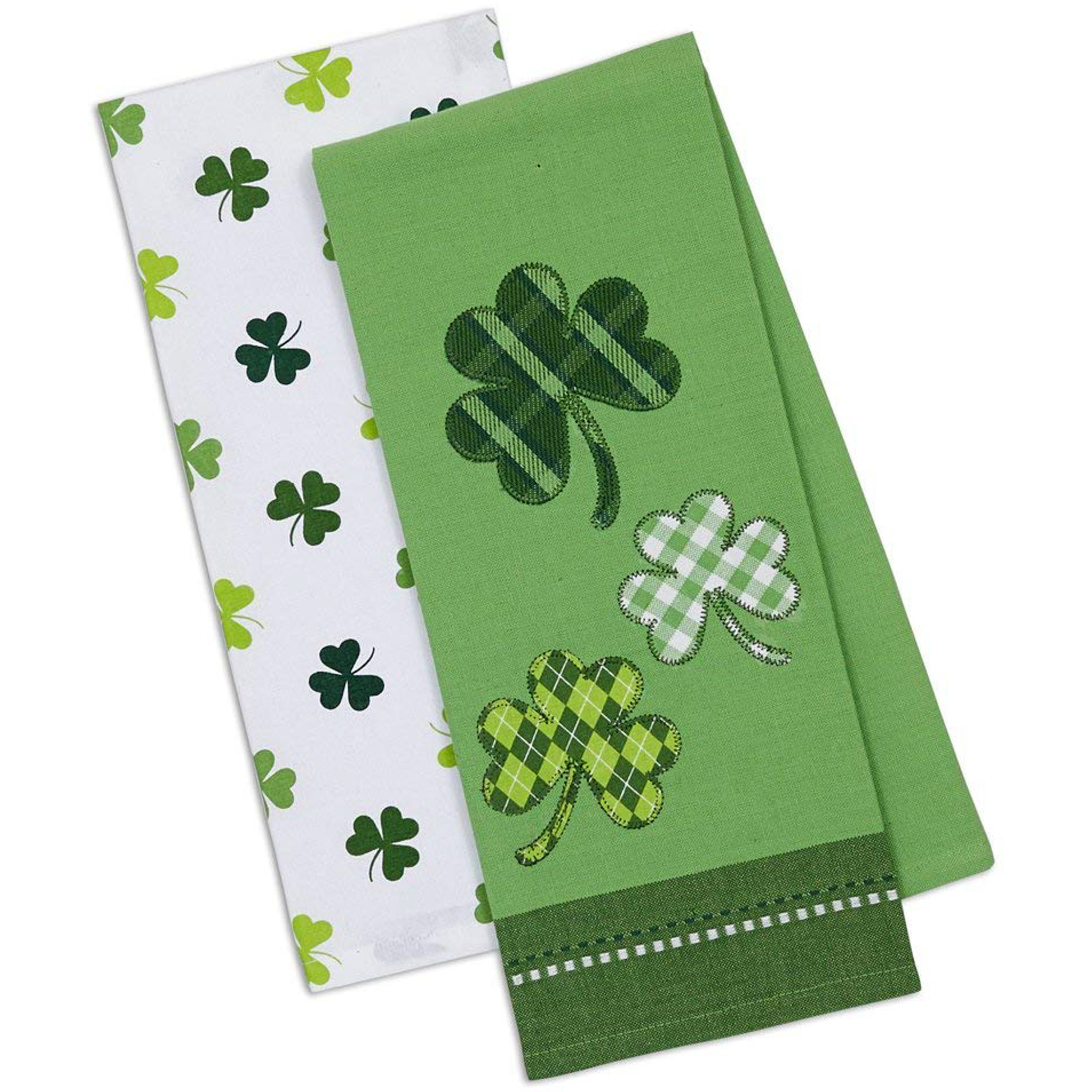 DII Assorted Green / White Lucky Day Dishtowel (Set of 2)