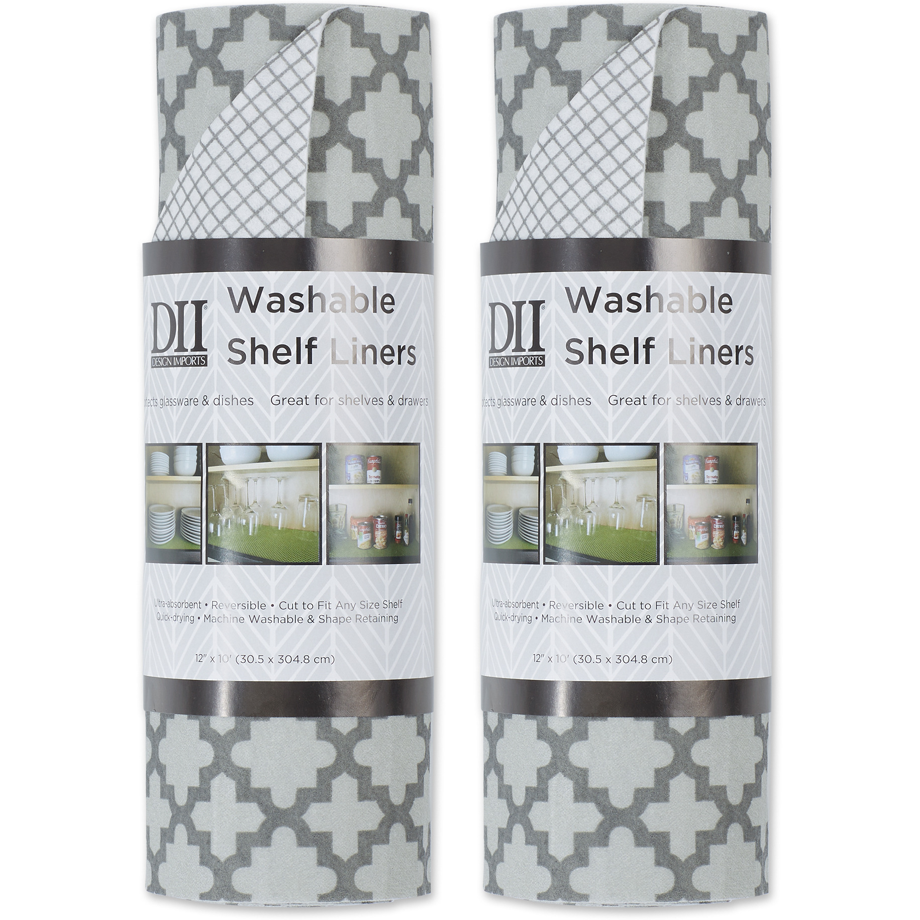 DII Gray Lattice Shelf Liner (Set of 2)