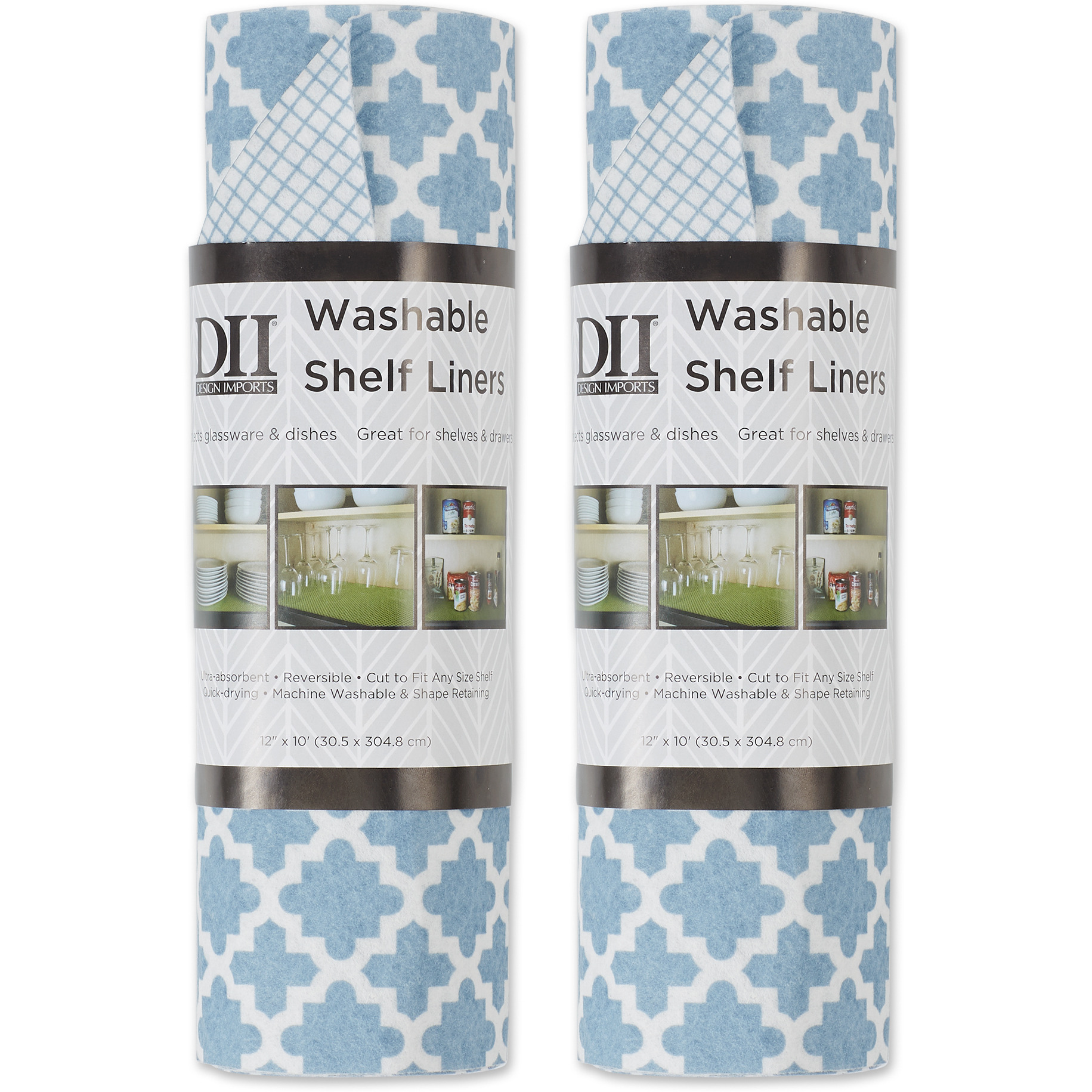 DII Stonewash Blue Lattice Shelf Liner (Set of 2)