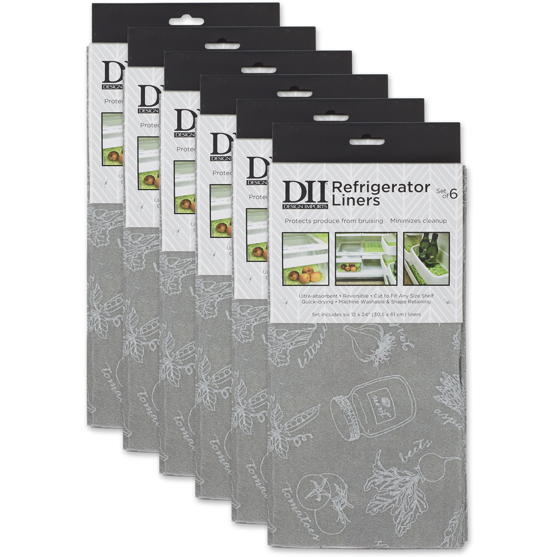 DII Gray Market Print Fridge Liner (Set of 6)