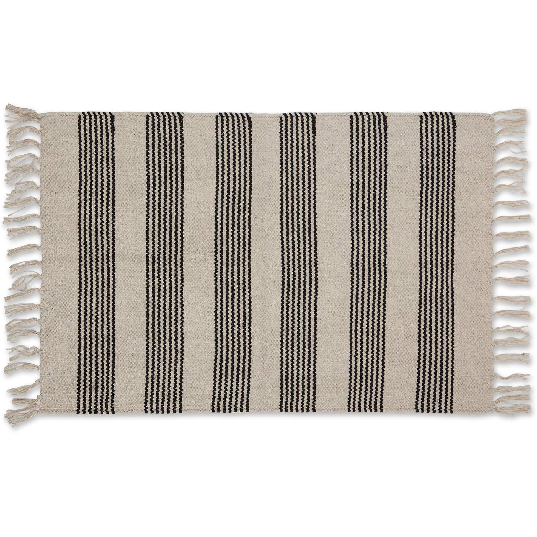 DII Black Ticking Stripe Hand-Loomed Rug 2x3 Ft