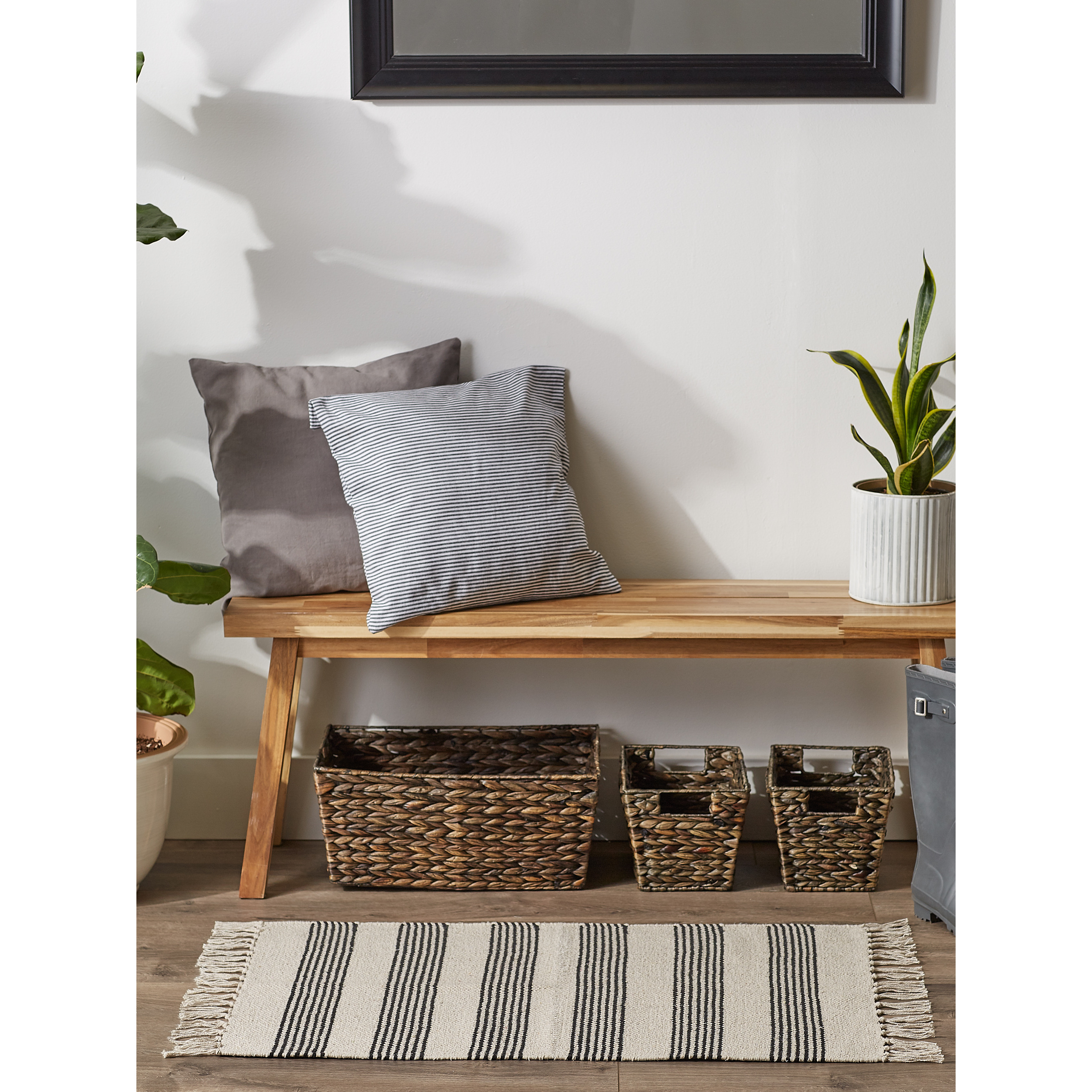DII Black Ticking Stripe Hand-Loomed Rug 2x3 Ft