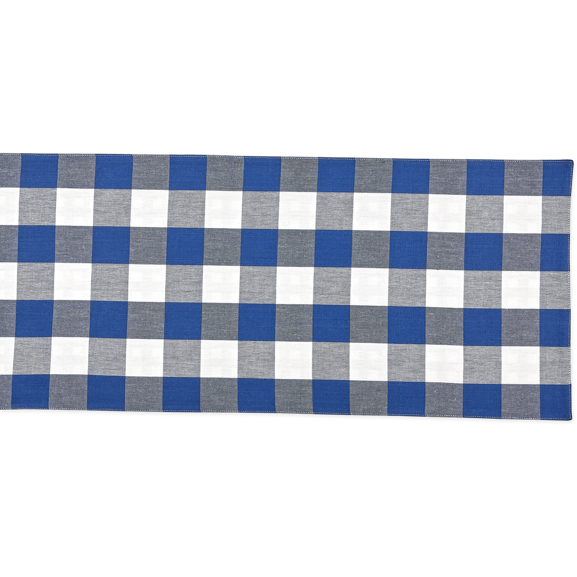 DII Navy/Off White Reversible Gingham/Buffalo Check Table Runner 14x108