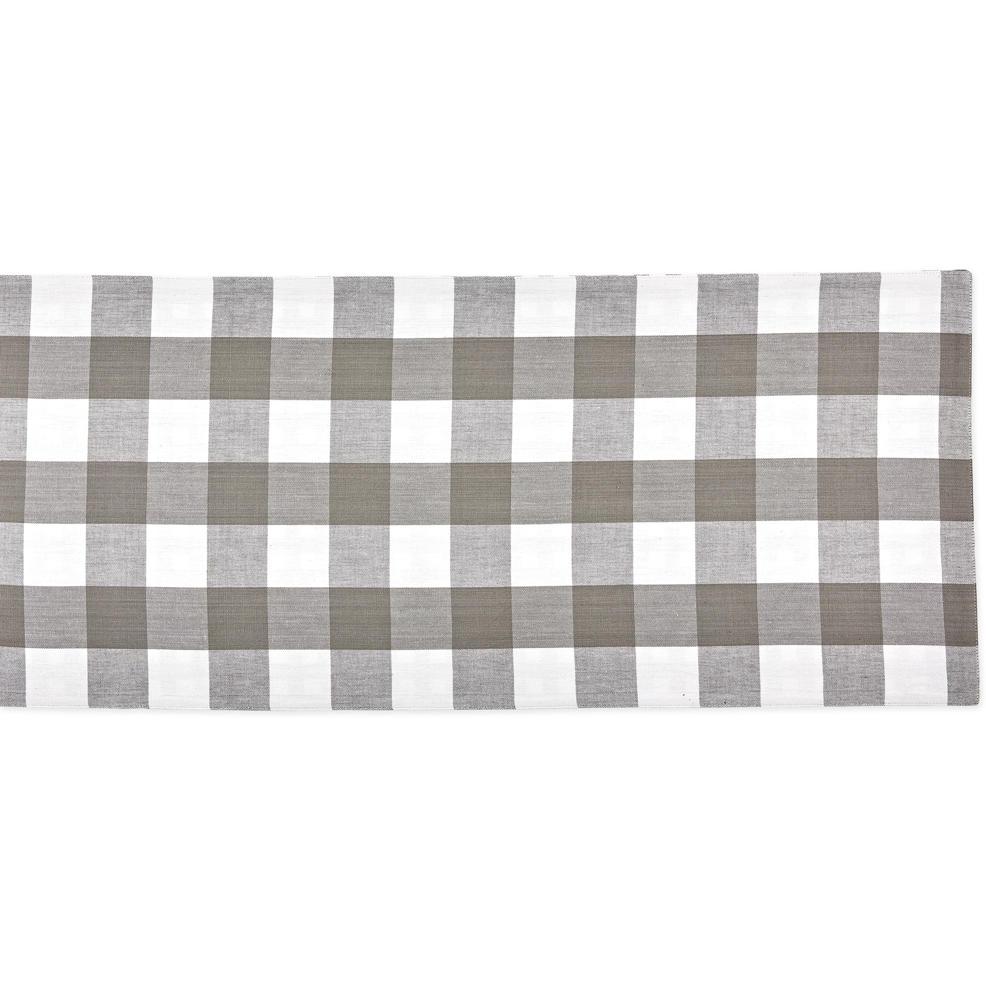 DII Gray/White Reversible Gingham/Buffalo Check Table Runner 14x108
