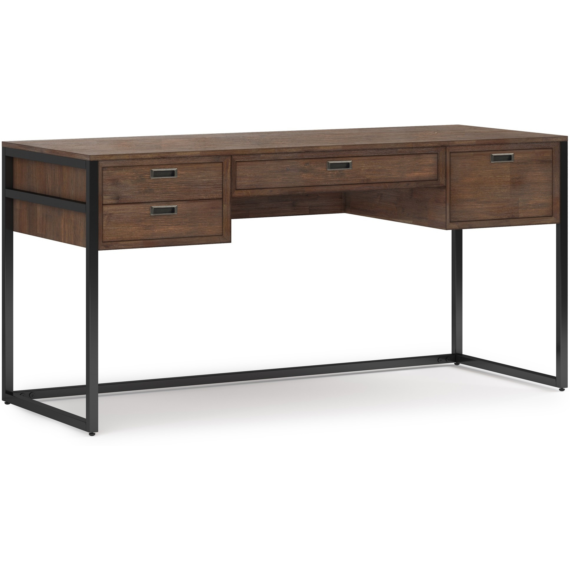 Richmond SOLID ACACIA WOOD Modern Industrial 60 inch Wide Desk in Rustic Natural Aged Brown