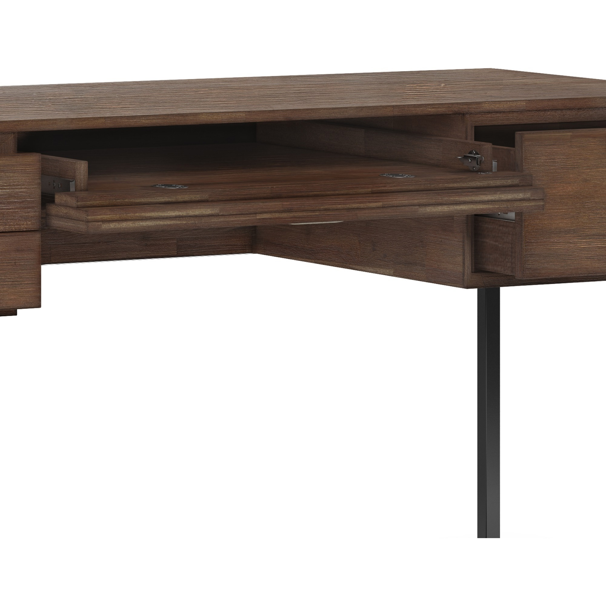 Richmond SOLID ACACIA WOOD Modern Industrial 60 inch Wide Desk in Rustic Natural Aged Brown