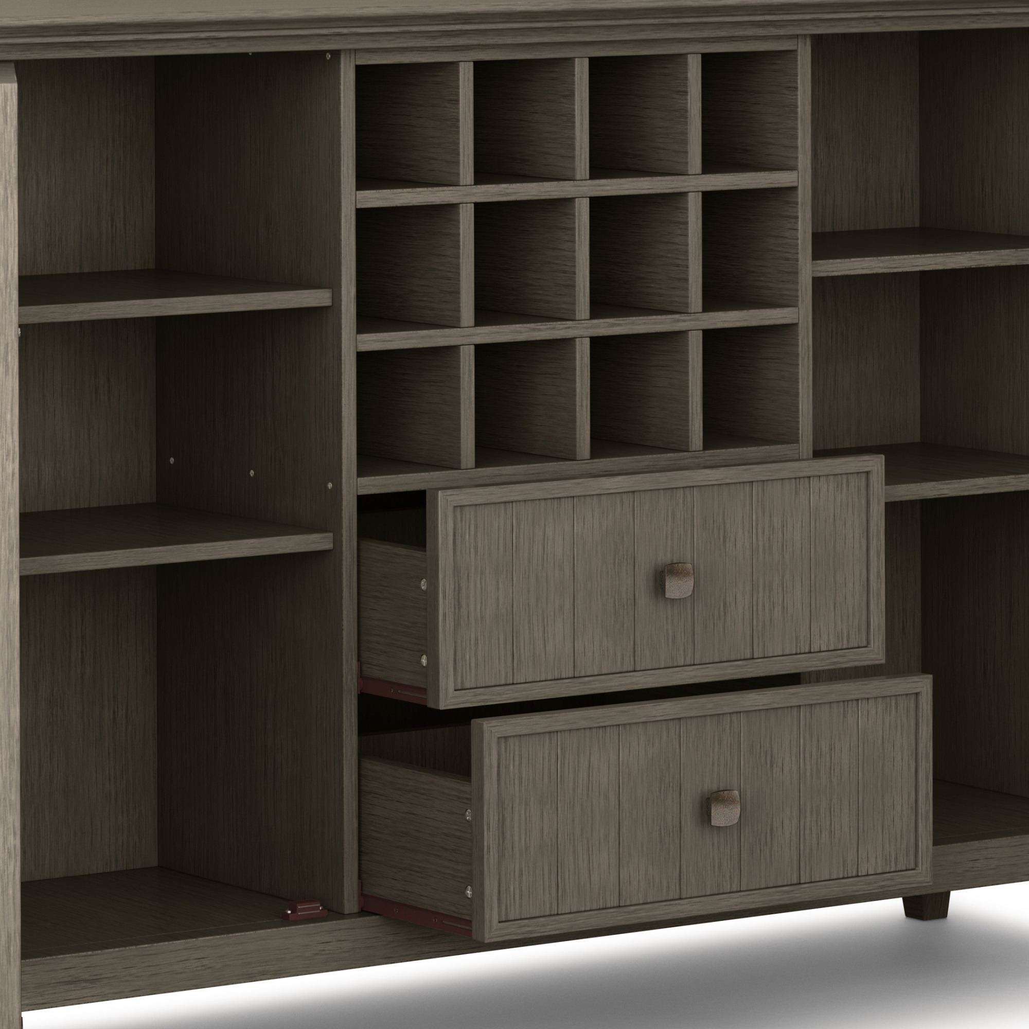 Bedford SOLID WOOD 54 inch Wide Transitional Sideboard Buffet and Wine Rack in Farmhouse Grey