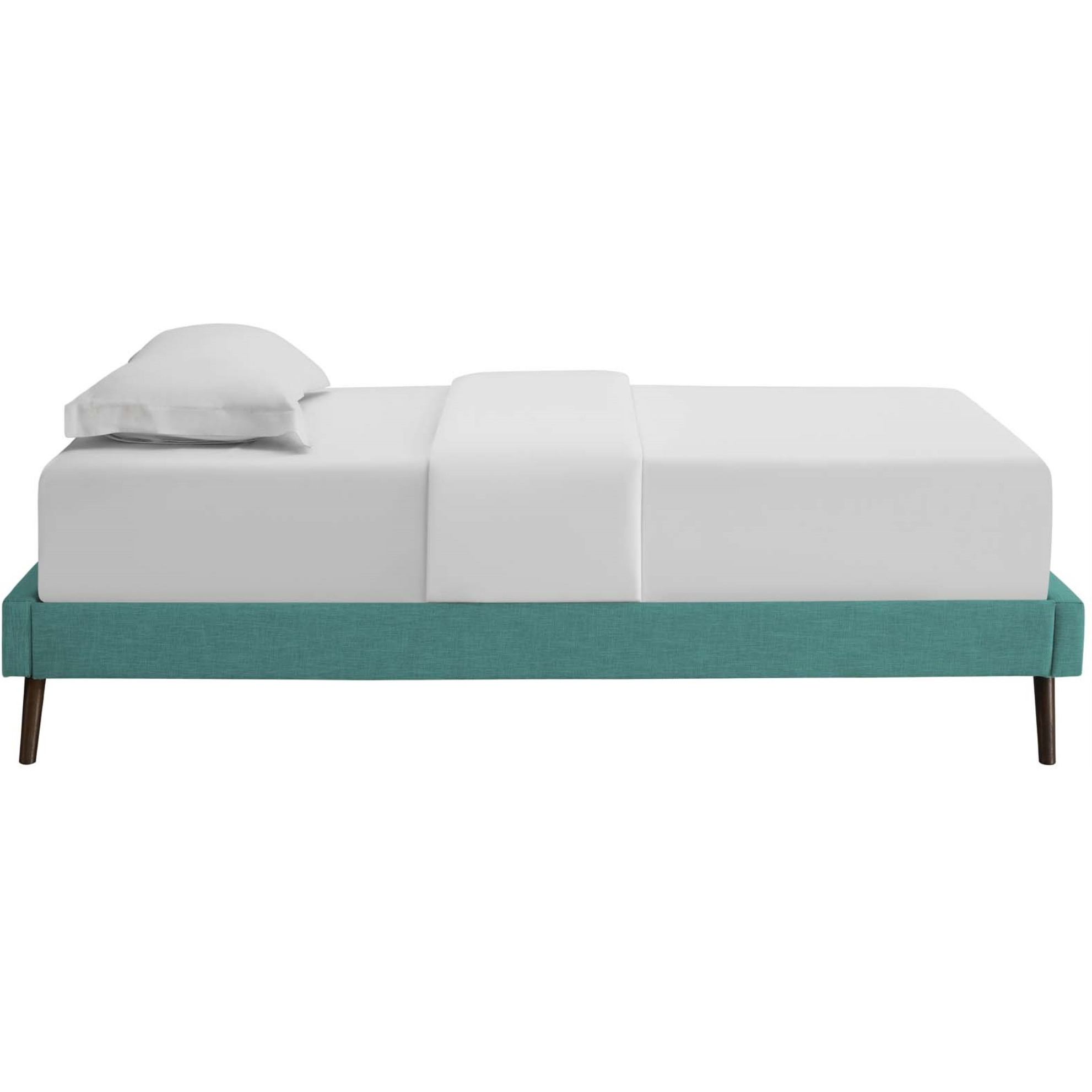 Loryn Twin Fabric Bed Frame with Round Splayed Legs Teal