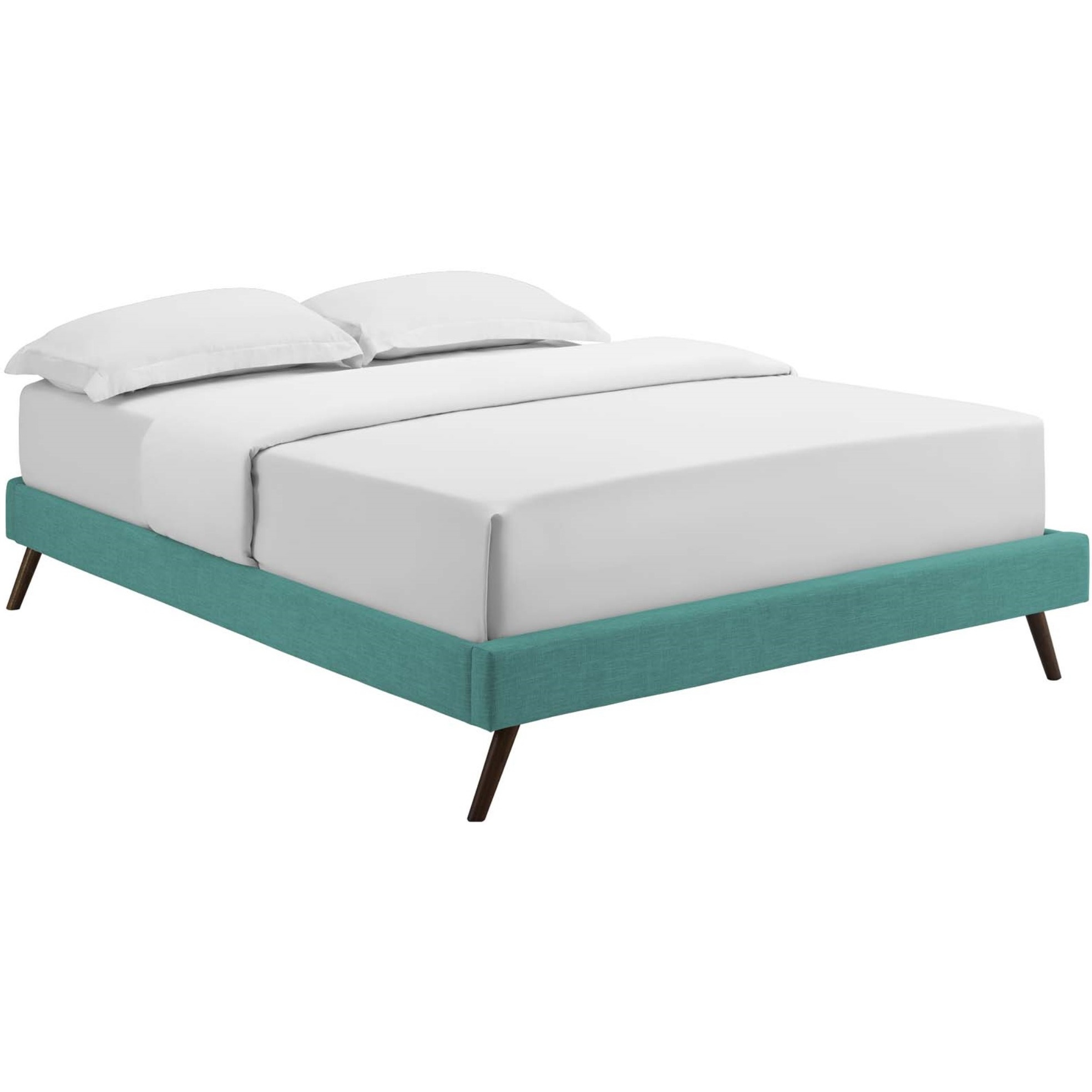 Loryn Full Fabric Bed Frame with Round Splayed Legs Teal