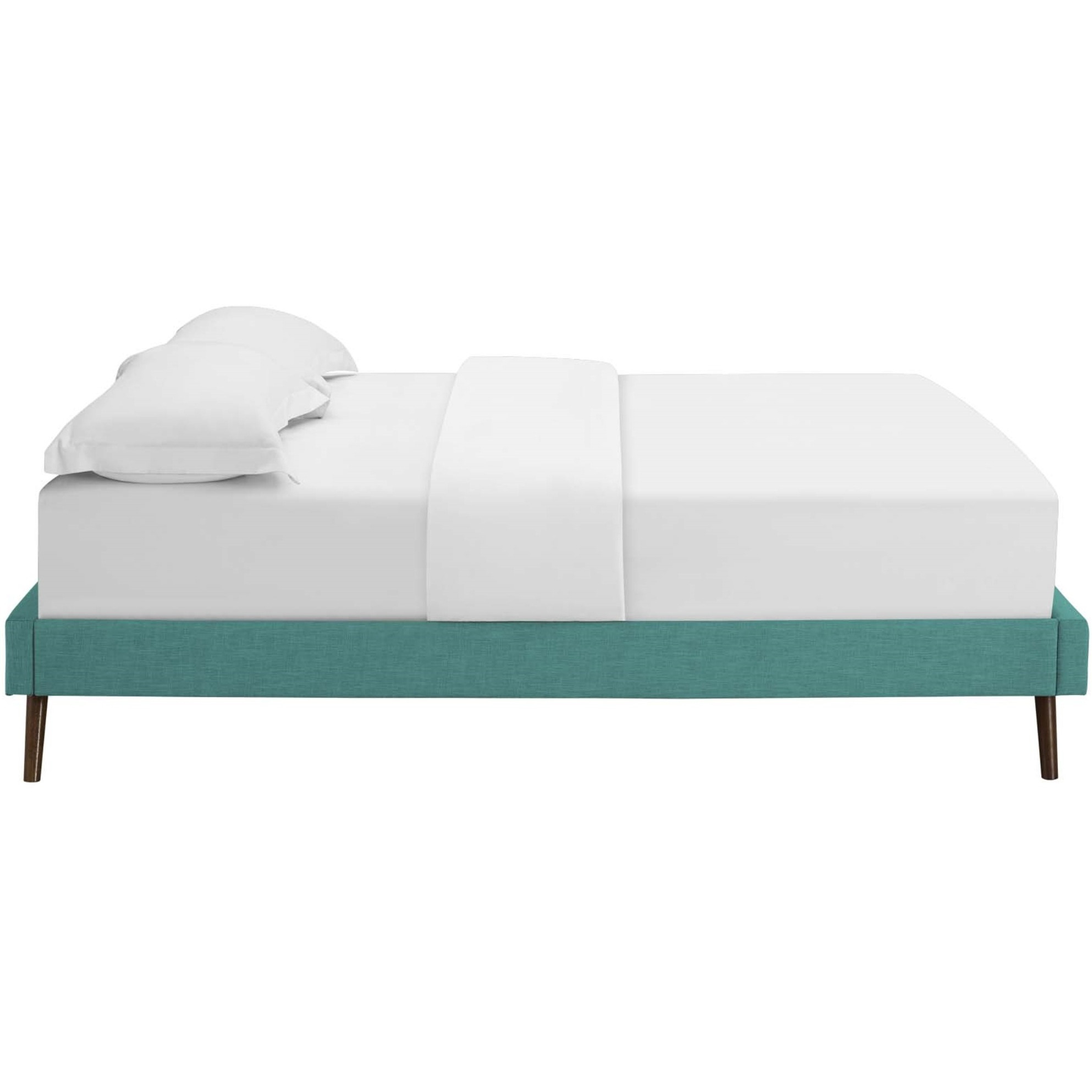 Loryn Full Fabric Bed Frame with Round Splayed Legs Teal
