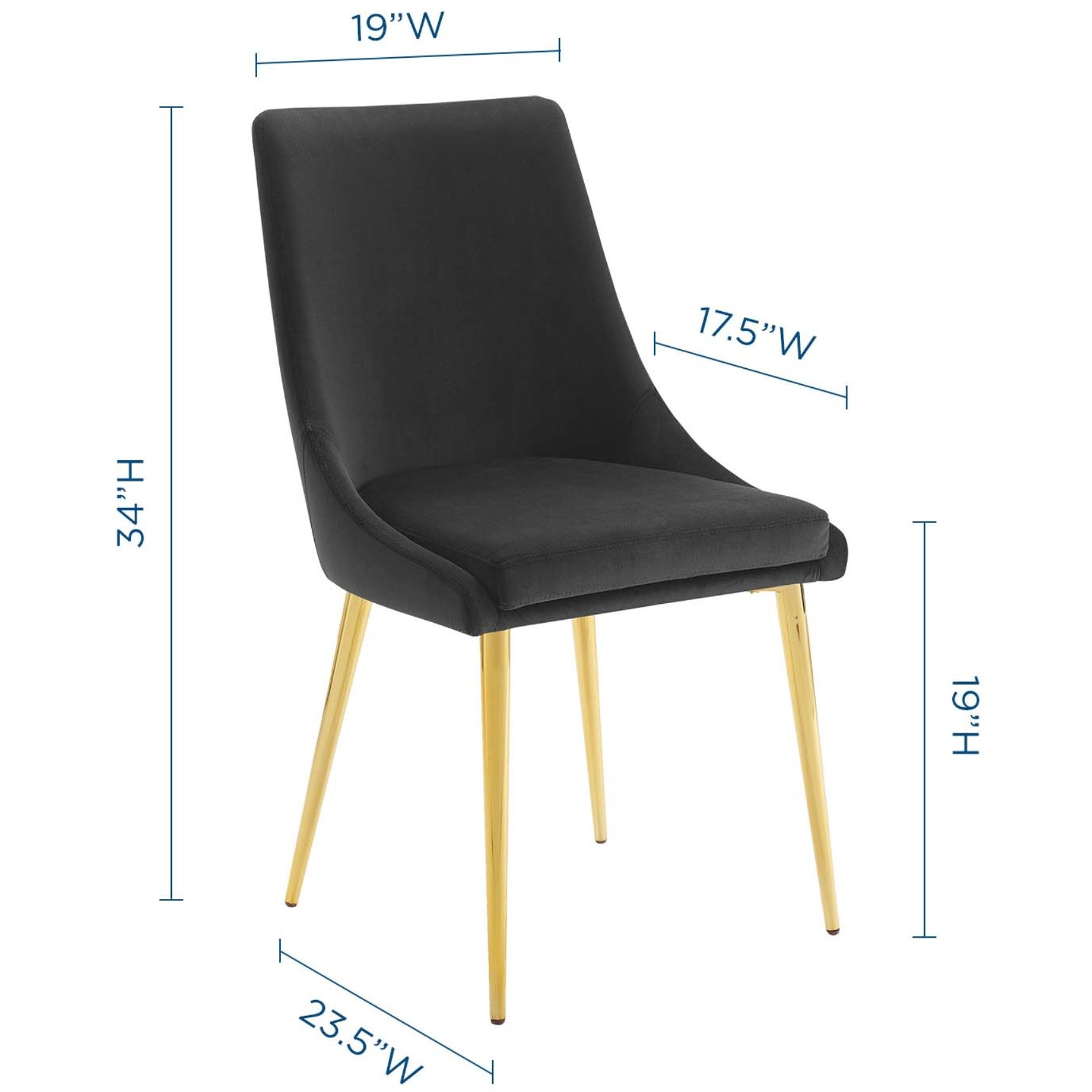 Viscount Modern Accent Performance Velvet Dining Chair Black