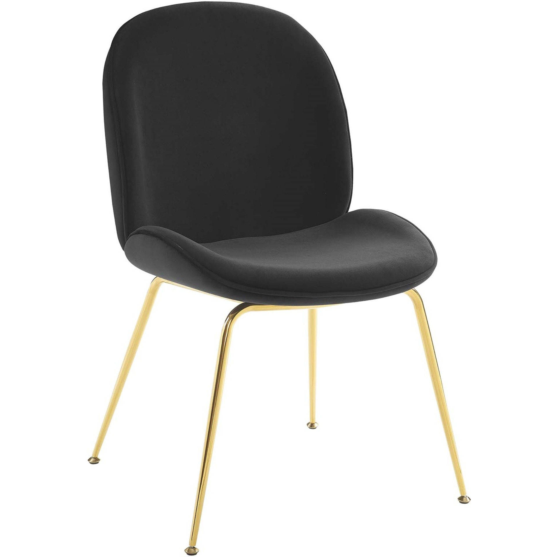 Scoop Gold Stainless Steel Leg Performance Velvet Dining Chair Black