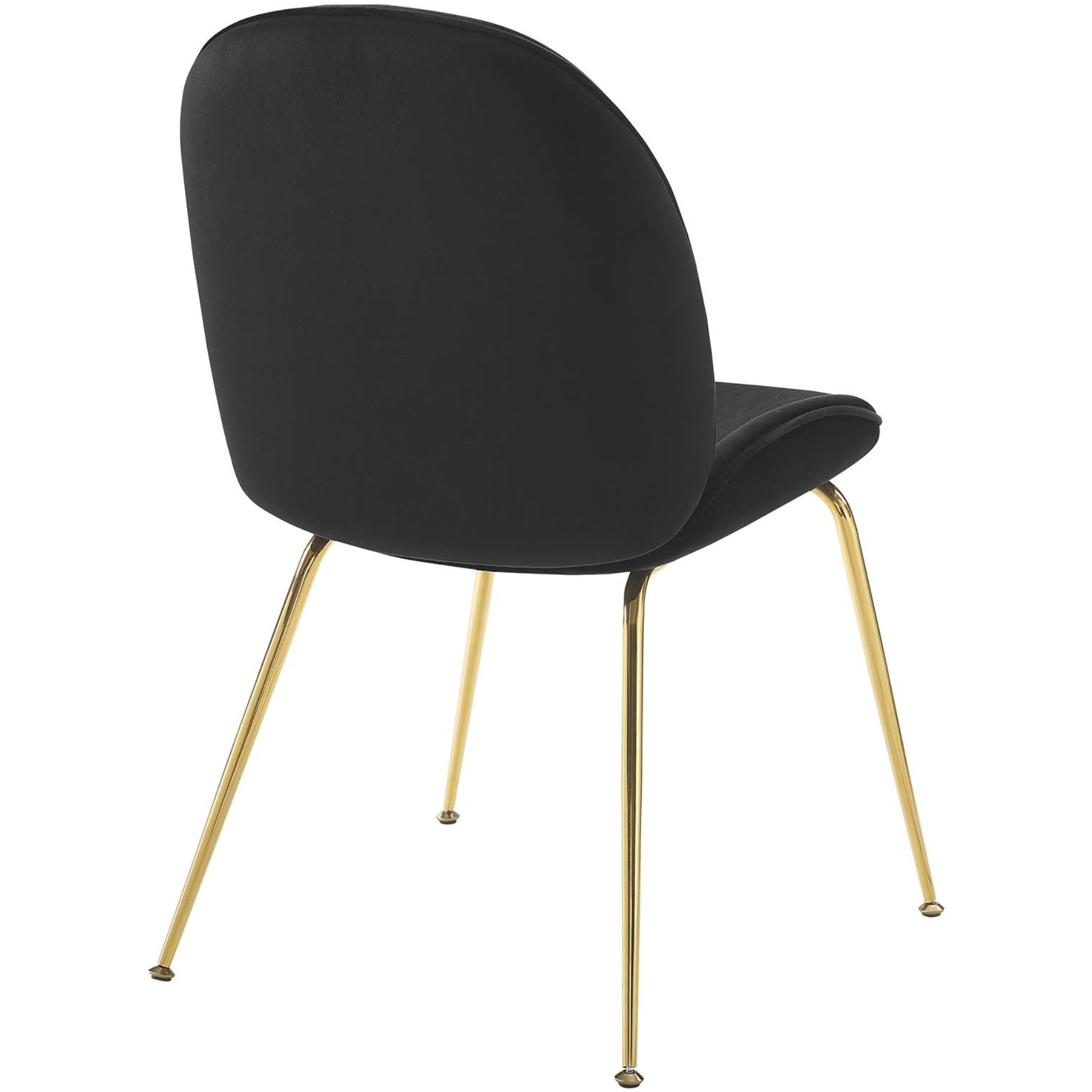 Scoop Gold Stainless Steel Leg Performance Velvet Dining Chair Black