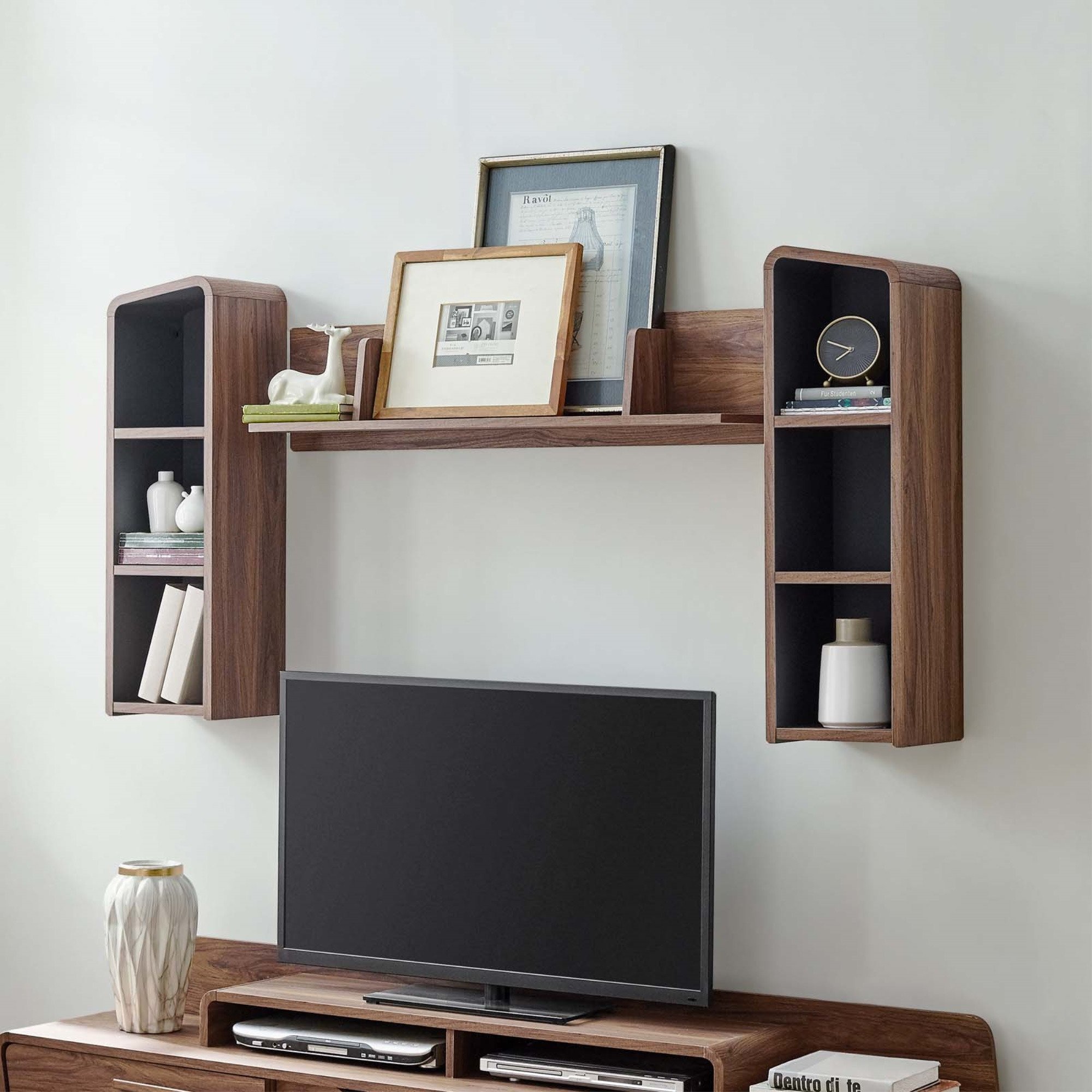 Omnistand Wall Mounted Shelves Walnut Gray