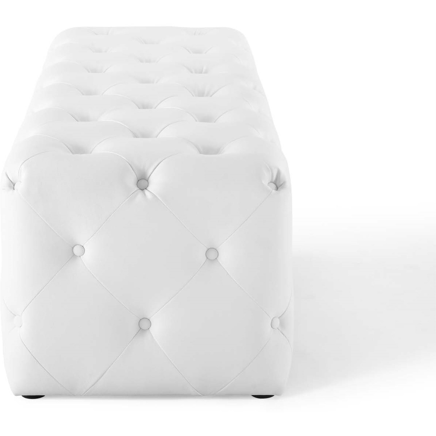 Amour 60" Tufted Button Entryway Faux Leather Bench White