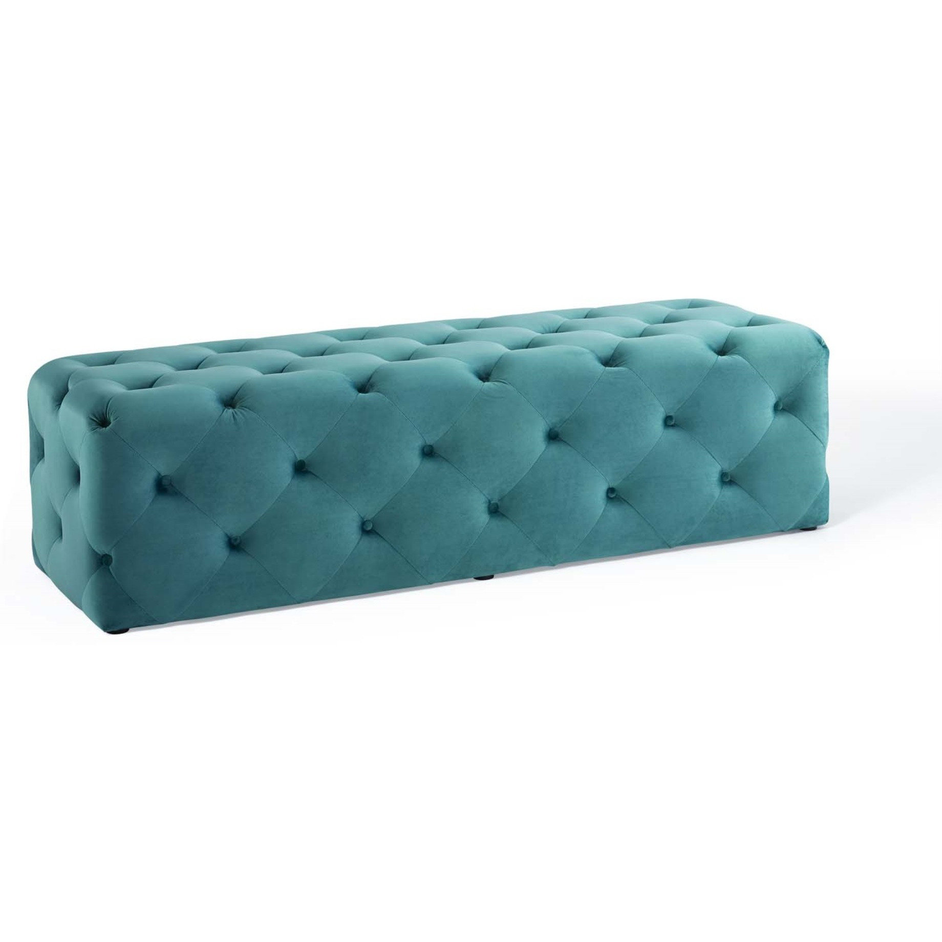 Amour 60" Tufted Button Entryway Performance Velvet Bench Sea Blue