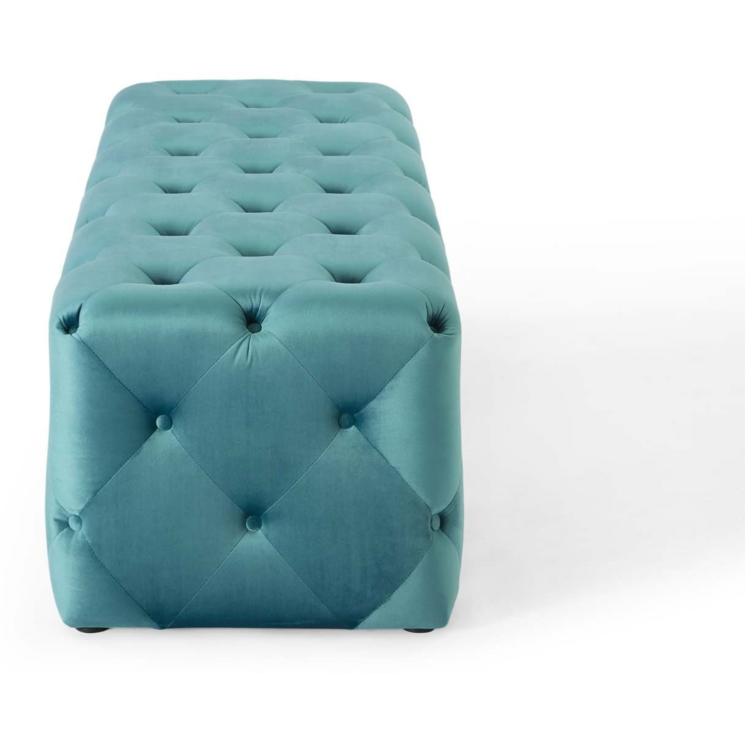 Amour 60" Tufted Button Entryway Performance Velvet Bench Sea Blue