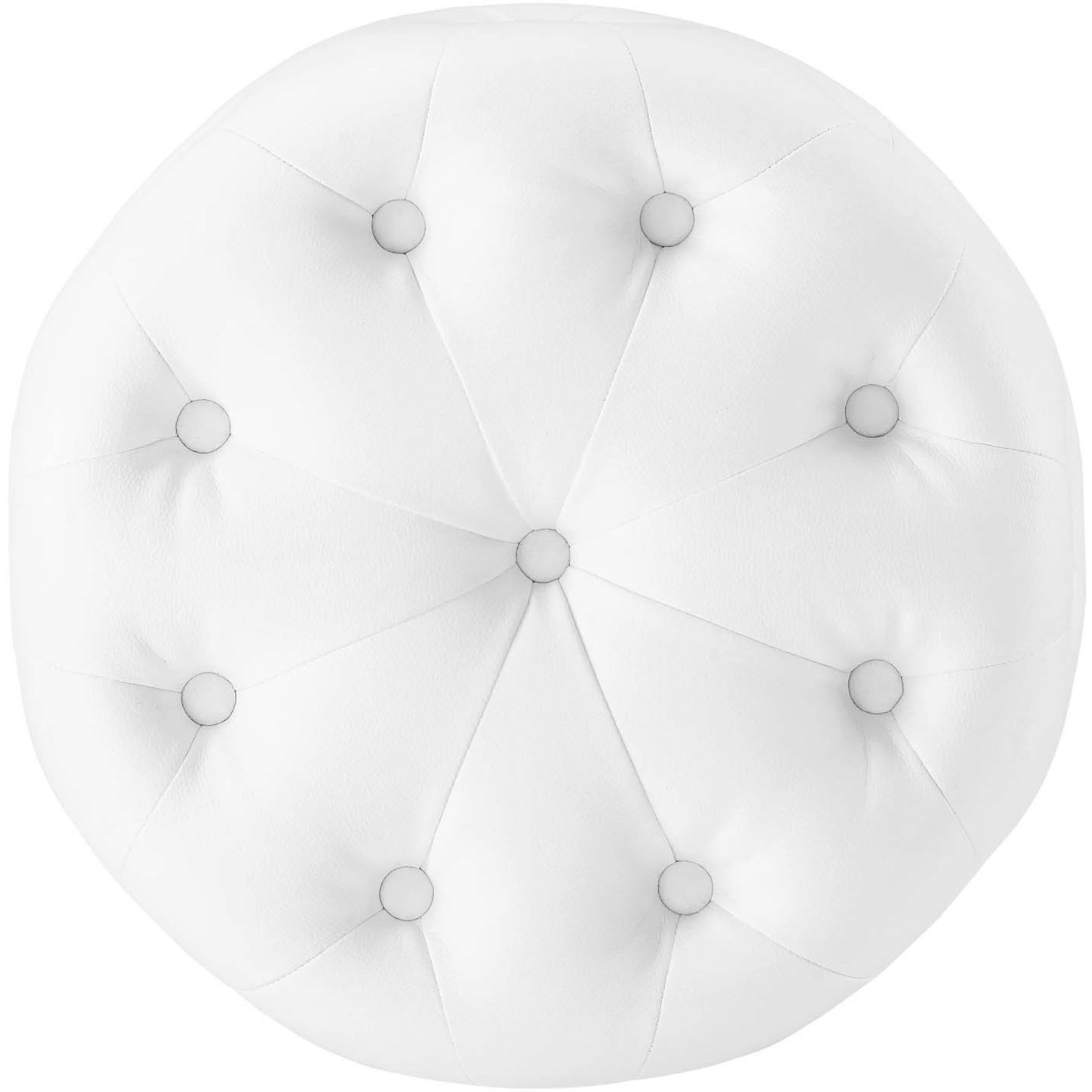 Amour Tufted Button Round Faux Leather Ottoman White