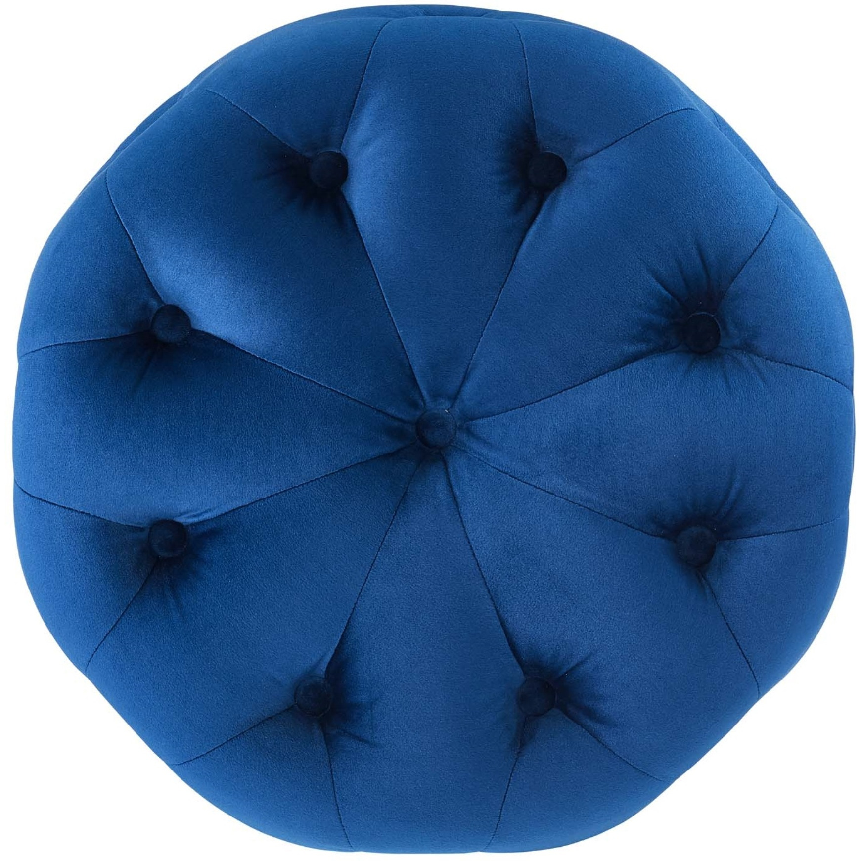 Amour Tufted Button Round Performance Velvet Ottoman Navy