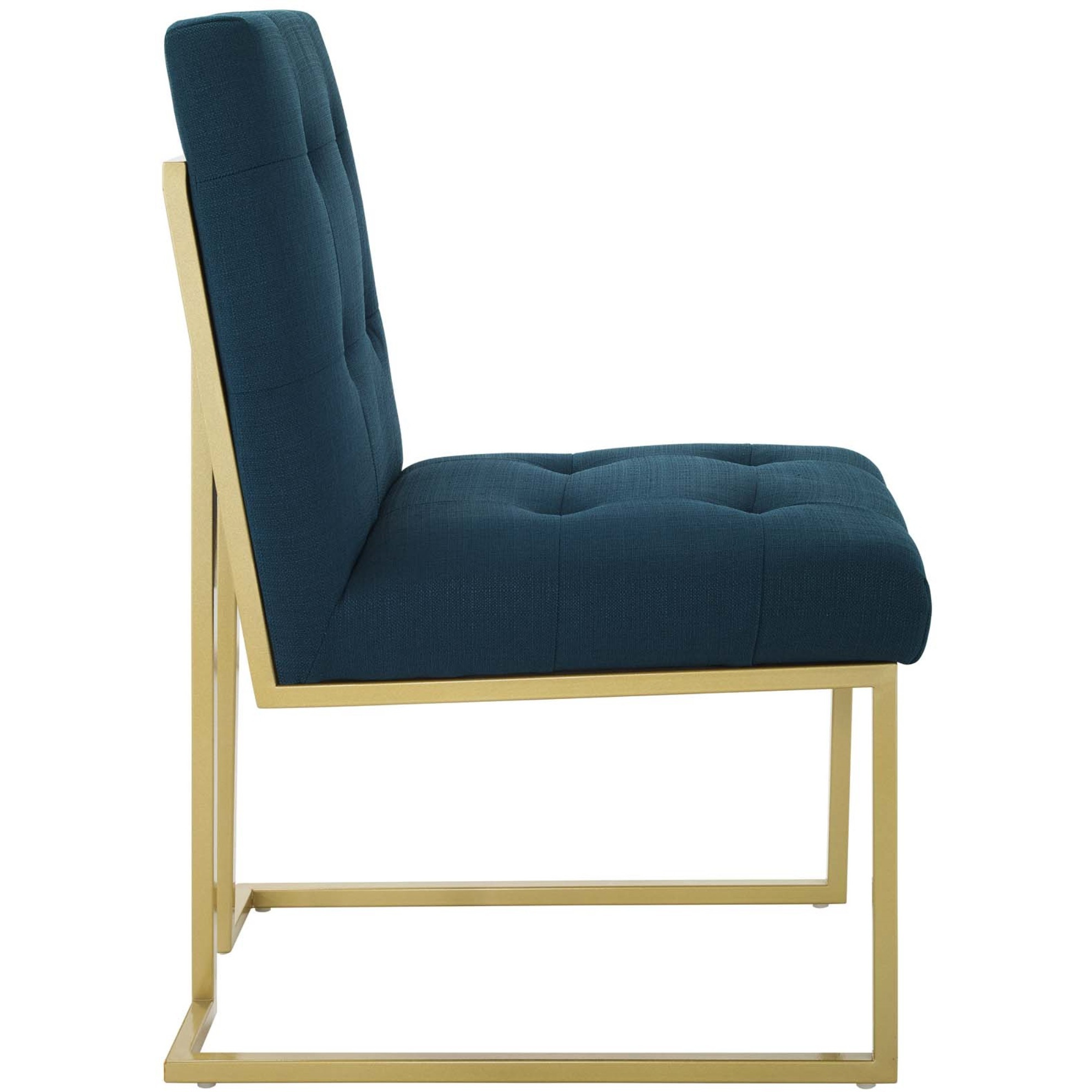 Privy Gold Stainless Steel Upholstered Fabric Dining Accent Chair Gold Azure