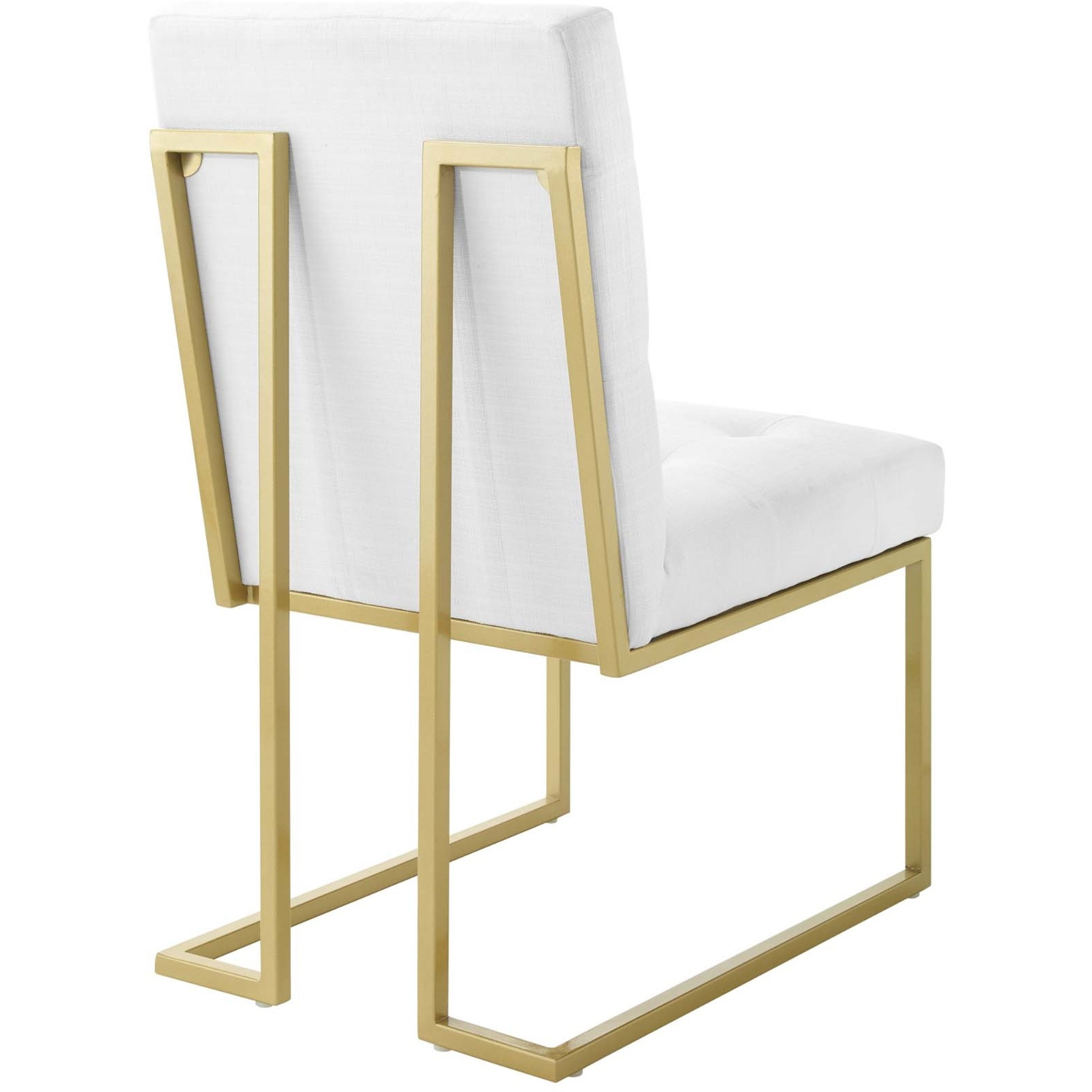 Privy Gold Stainless Steel Upholstered Fabric Dining Accent Chair Gold White