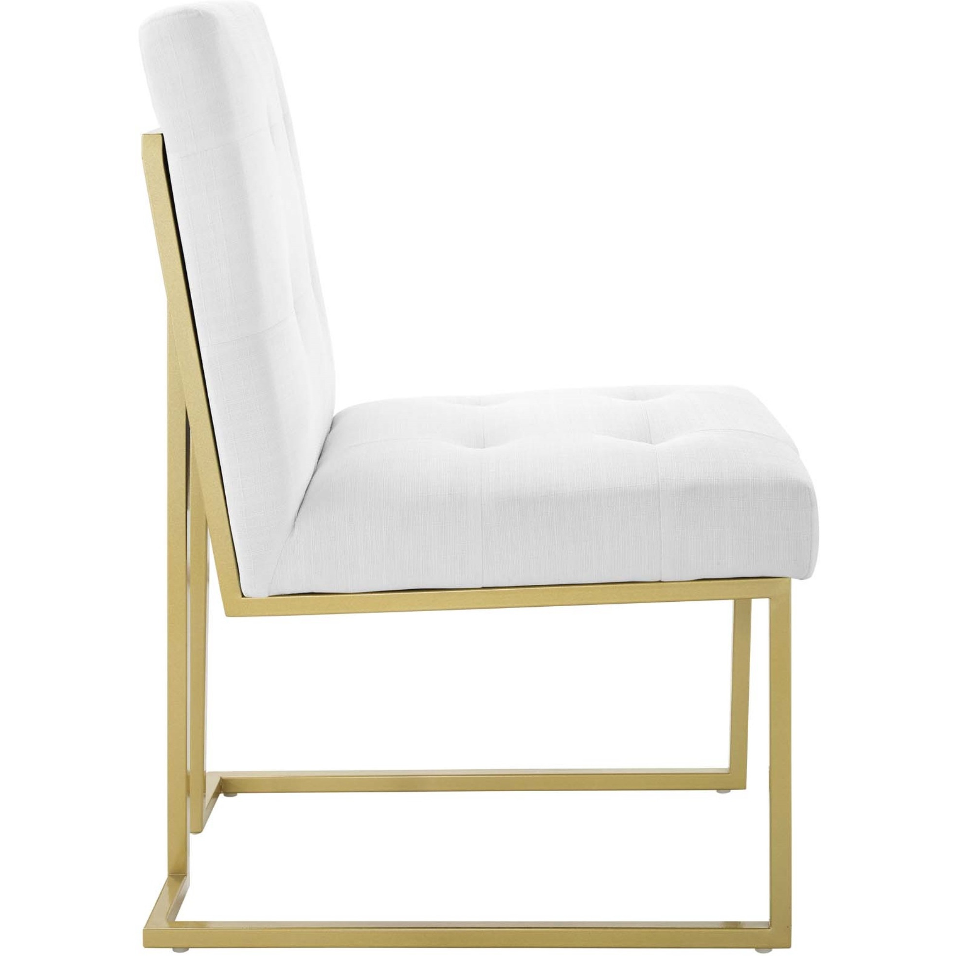 Privy Gold Stainless Steel Upholstered Fabric Dining Accent Chair Gold White