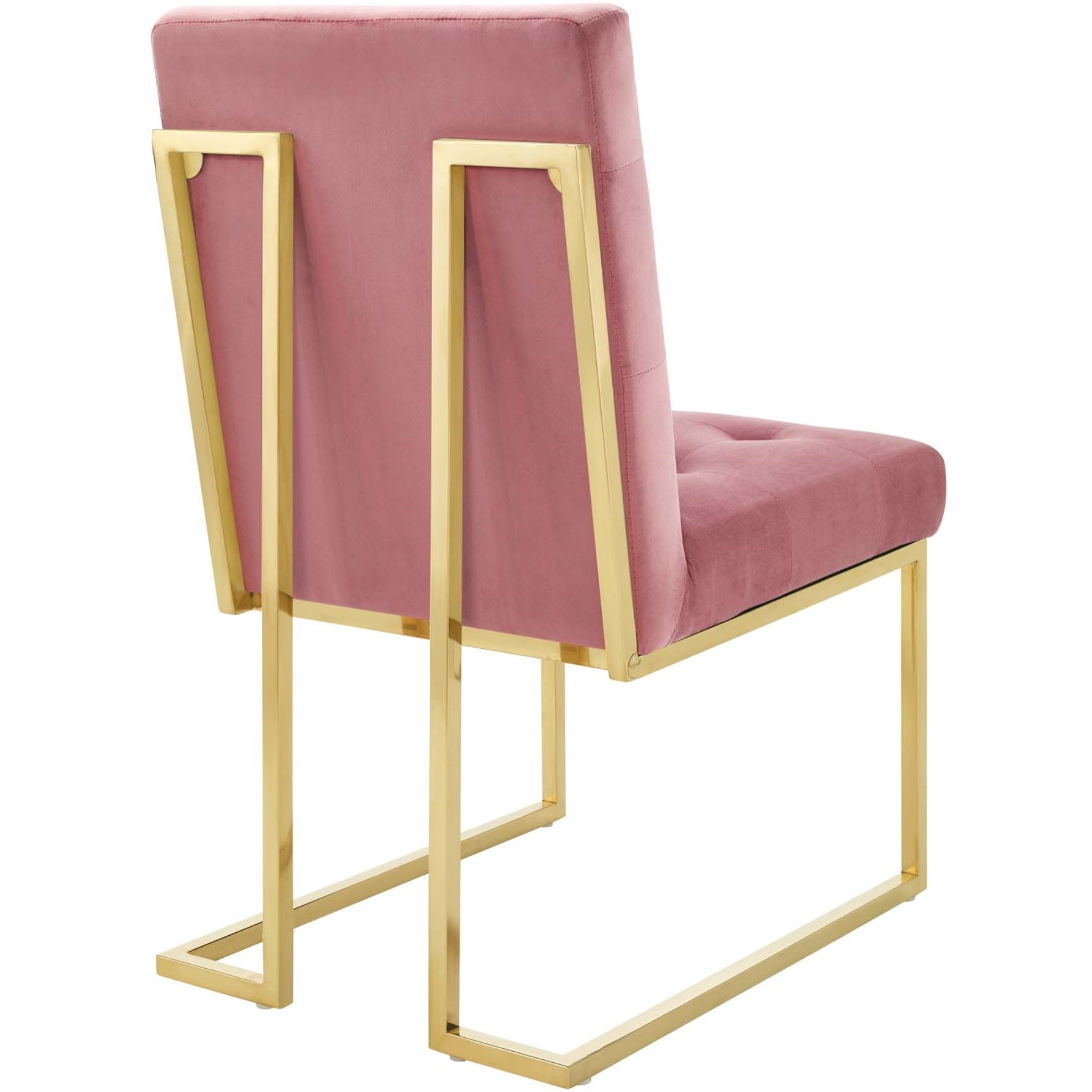Privy Gold Stainless Steel Performance Velvet Dining Chair Gold Dusty Rose