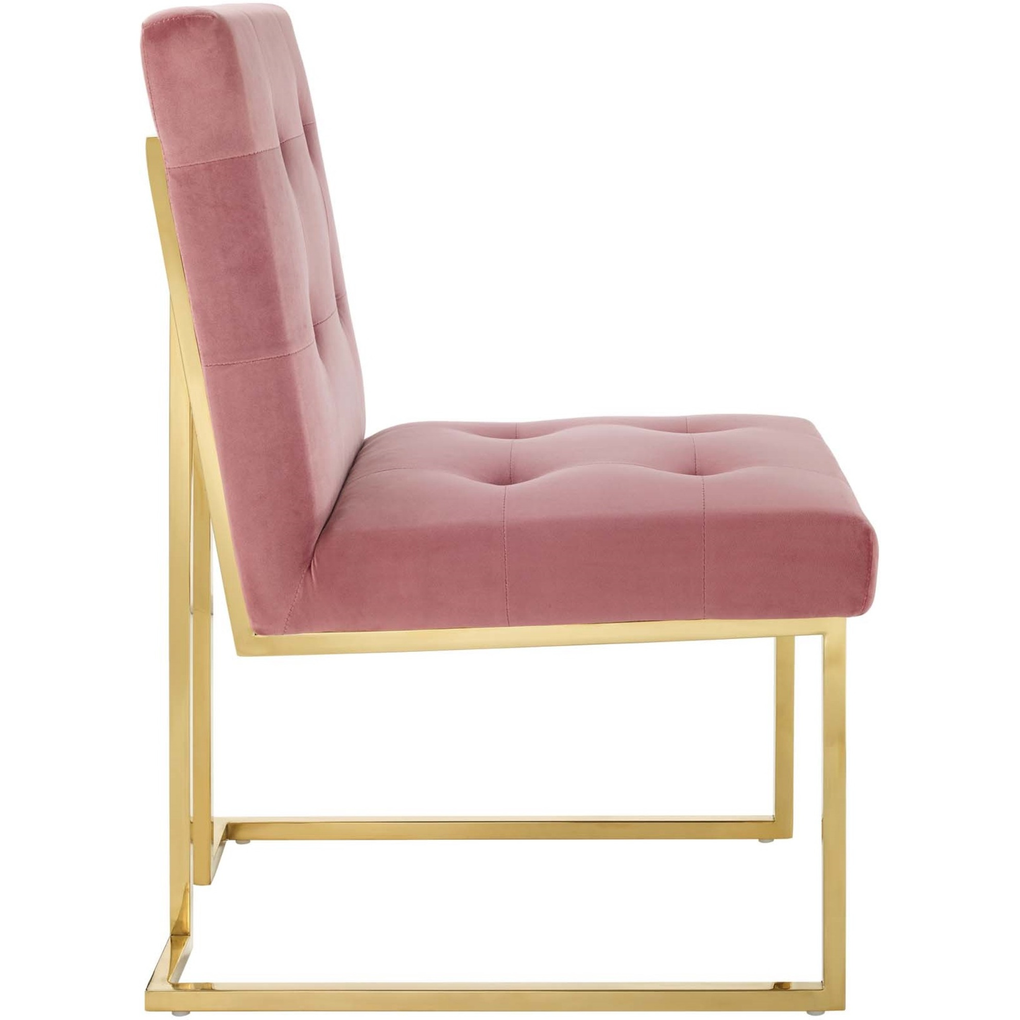Privy Gold Stainless Steel Performance Velvet Dining Chair Gold Dusty Rose