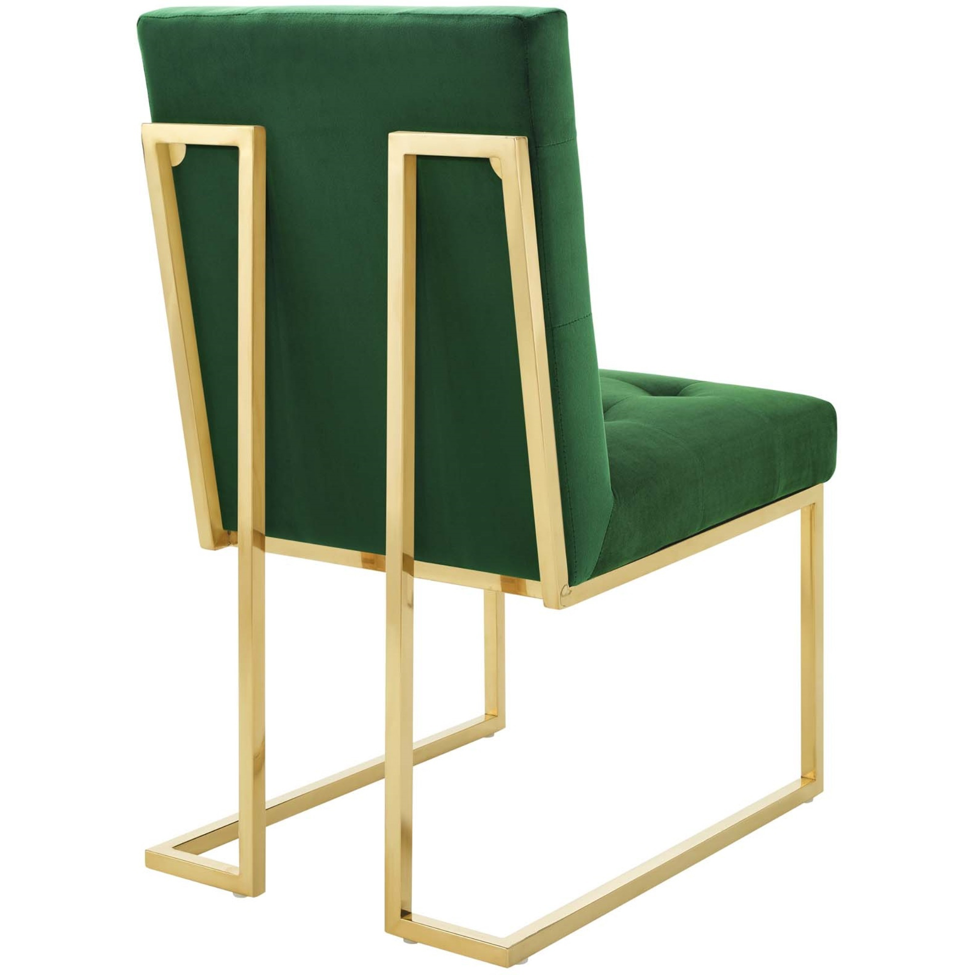 Privy Gold Stainless Steel Performance Velvet Dining Chair Gold Emerald
