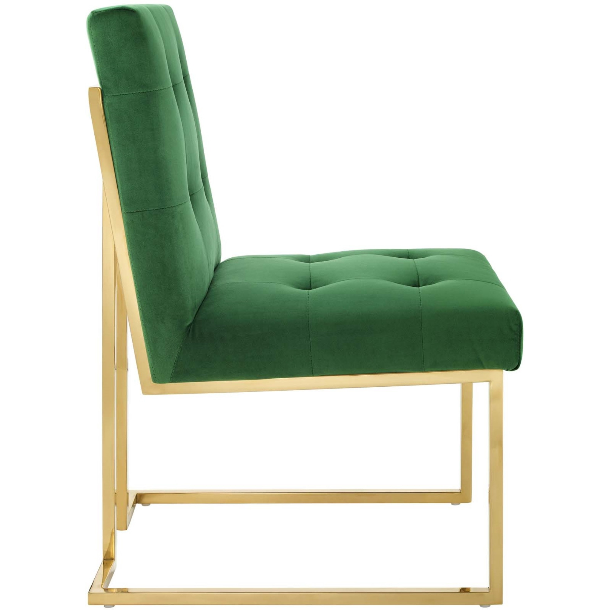 Privy Gold Stainless Steel Performance Velvet Dining Chair Gold Emerald