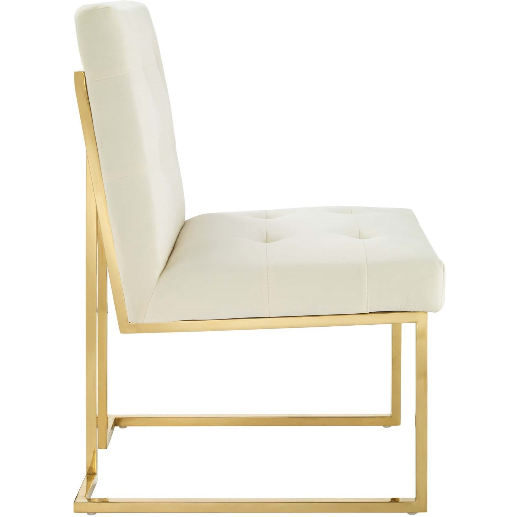Privy Gold Stainless Steel Performance Velvet Dining Chair Gold Ivory