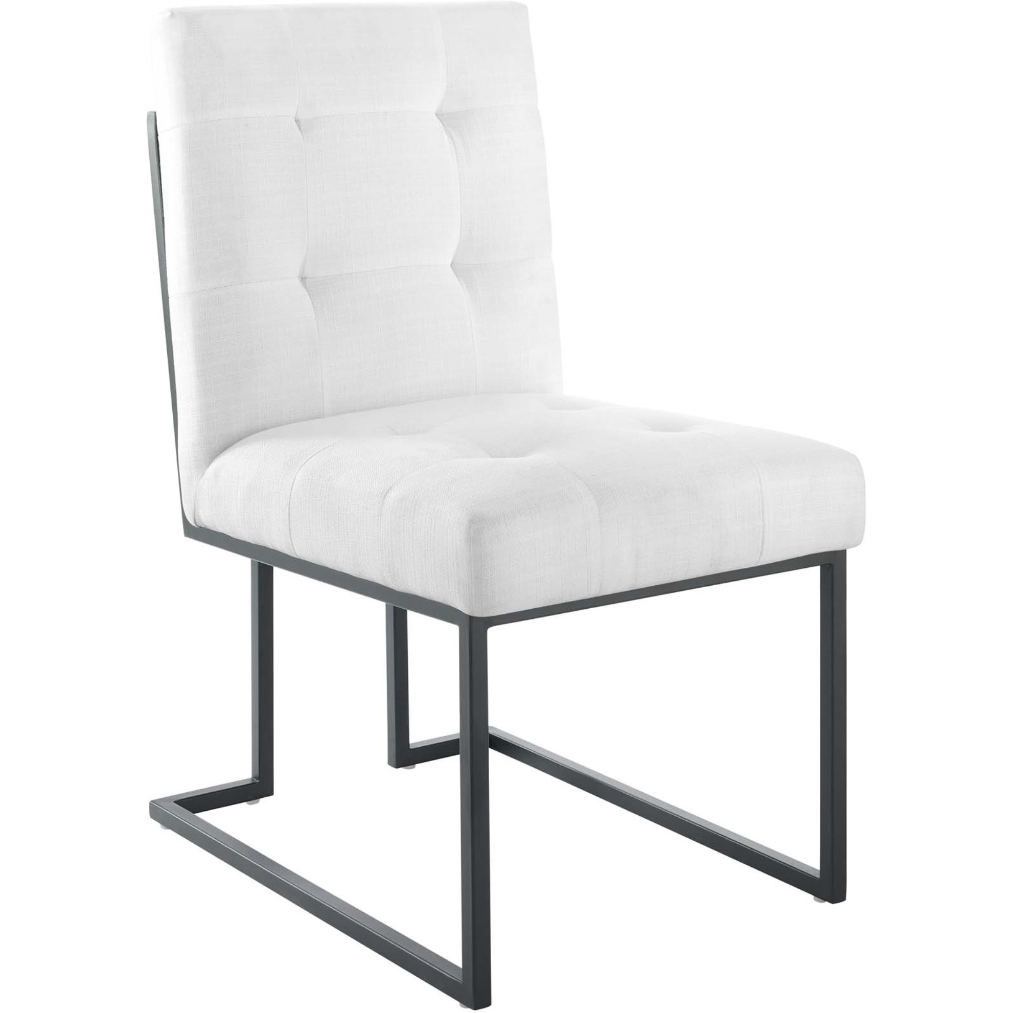 Privy Black Stainless Steel Upholstered Fabric Dining Chair Black White