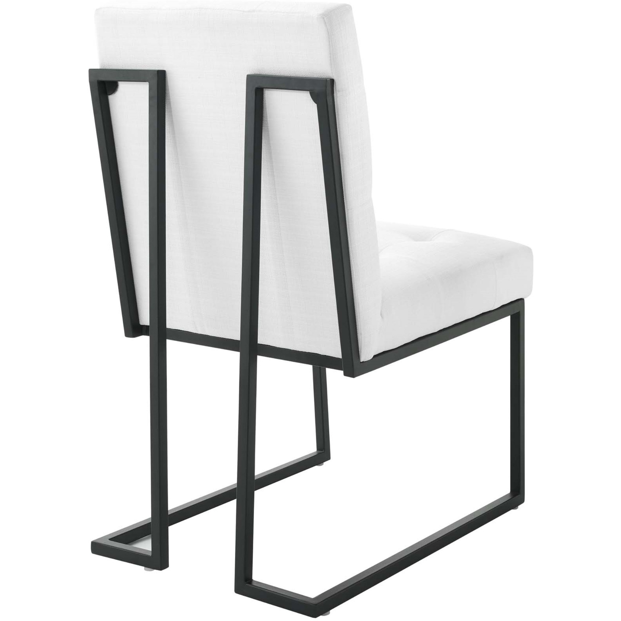 Privy Black Stainless Steel Upholstered Fabric Dining Chair Black White