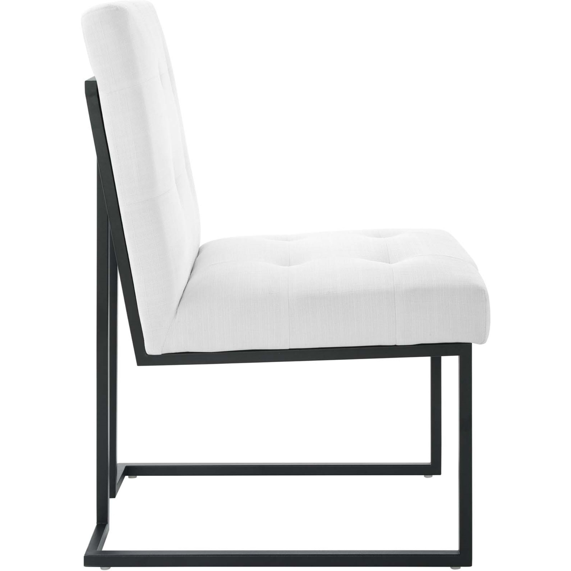 Privy Black Stainless Steel Upholstered Fabric Dining Chair Black White