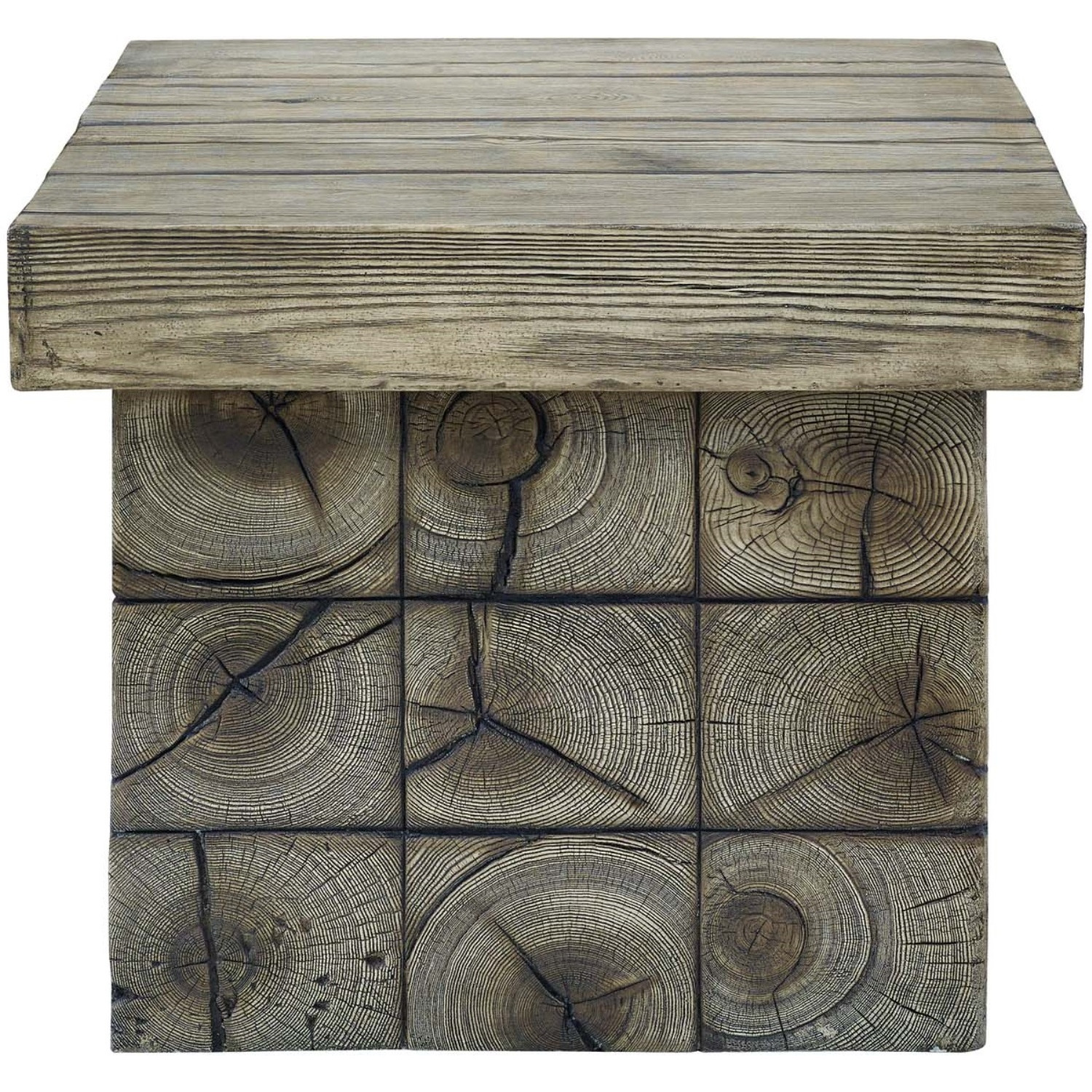 Manteo Rustic Coastal Outdoor Patio Side Table Light Gray