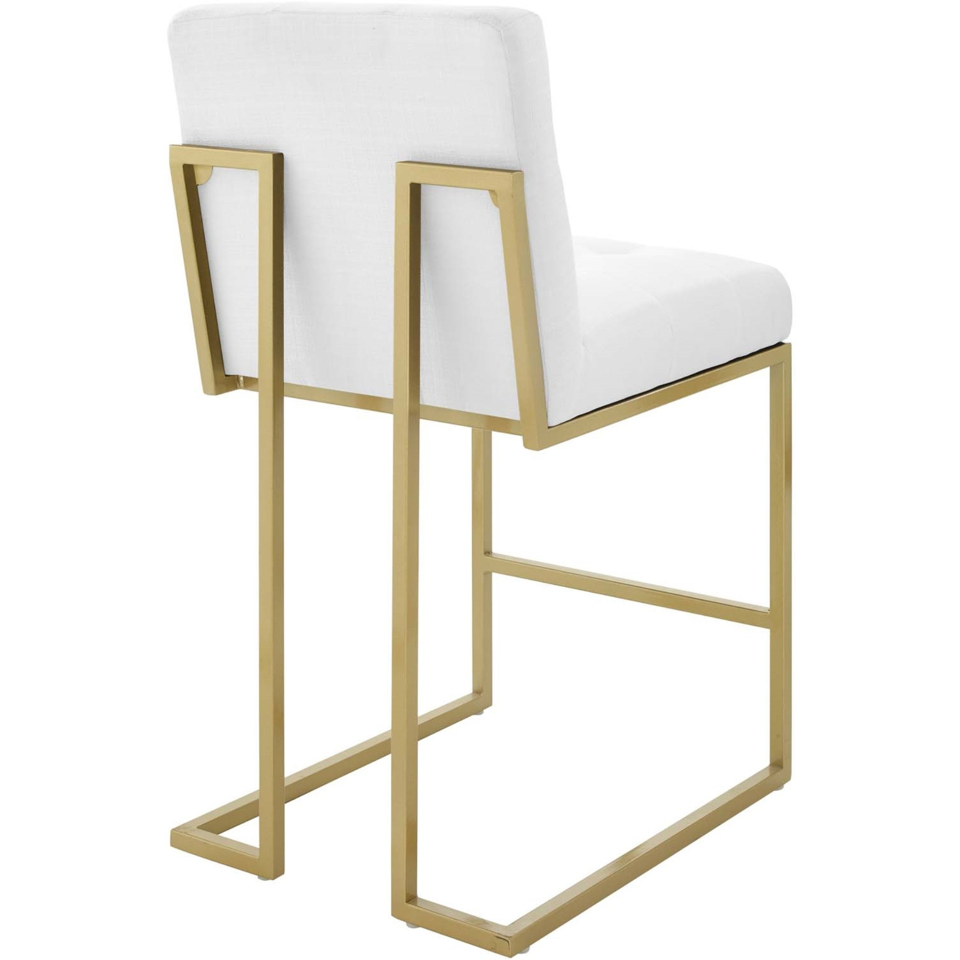Privy Gold Stainless Steel Upholstered Fabric Counter Stool Gold White