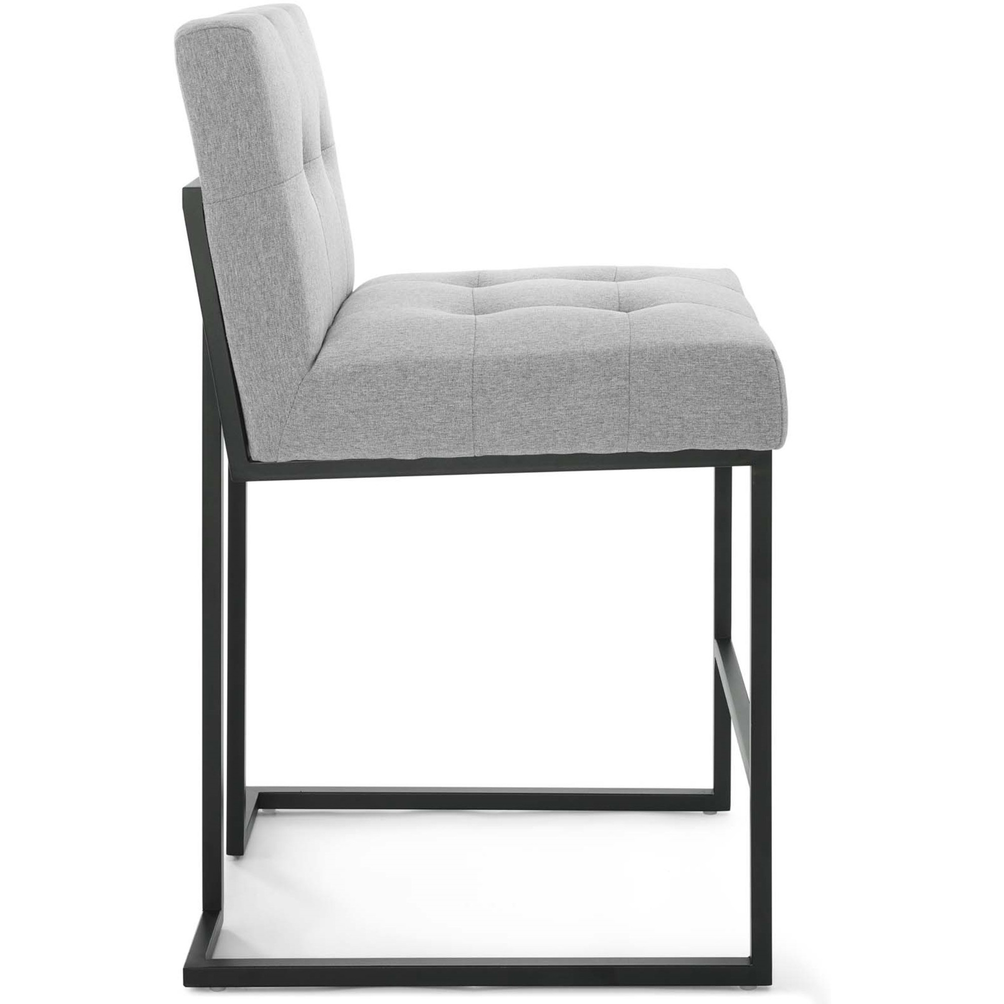 Privy Black Stainless Steel Upholstered Fabric Counter Stool Black Light Gray