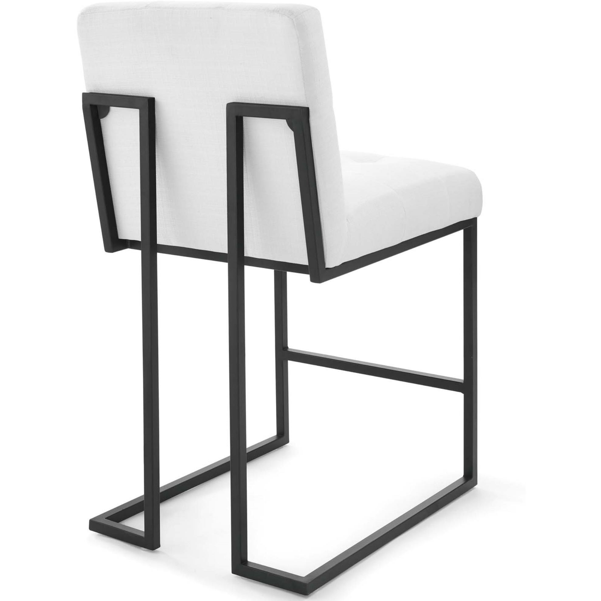 Privy Black Stainless Steel Upholstered Fabric Counter Stool Black White