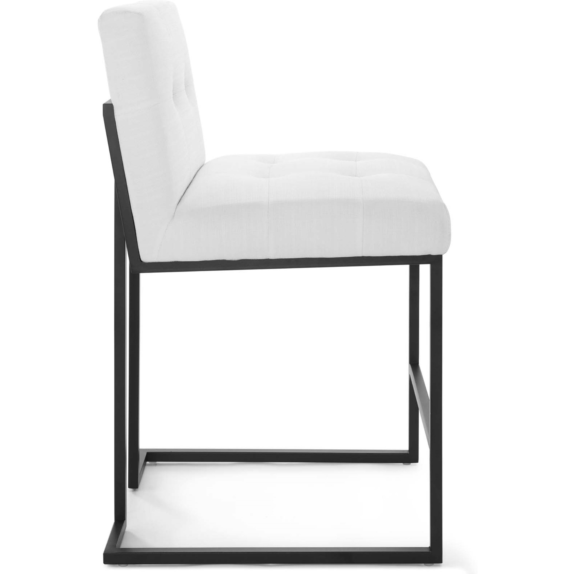 Privy Black Stainless Steel Upholstered Fabric Counter Stool Black White
