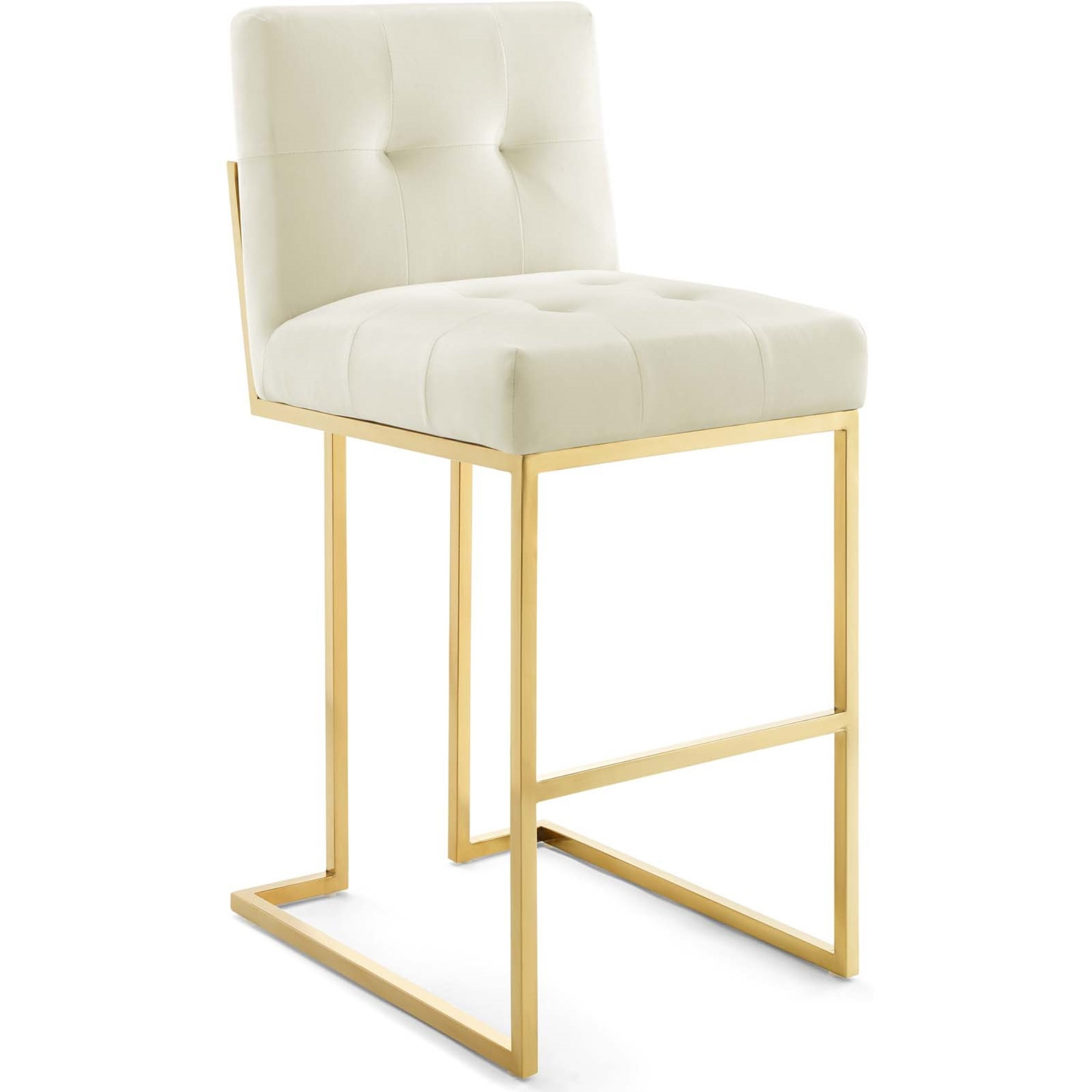 Privy Gold Stainless Steel Performance Velvet Bar Stool Gold Ivory