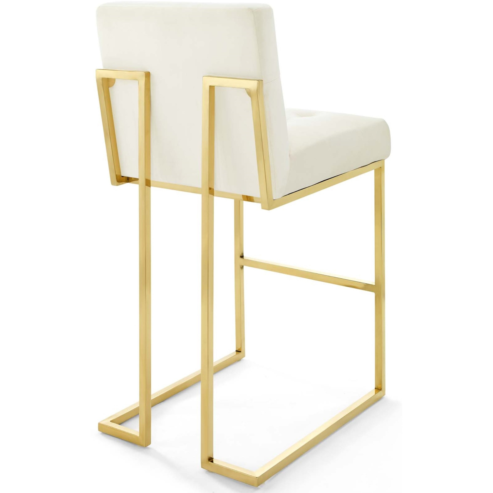 Privy Gold Stainless Steel Performance Velvet Bar Stool Gold Ivory